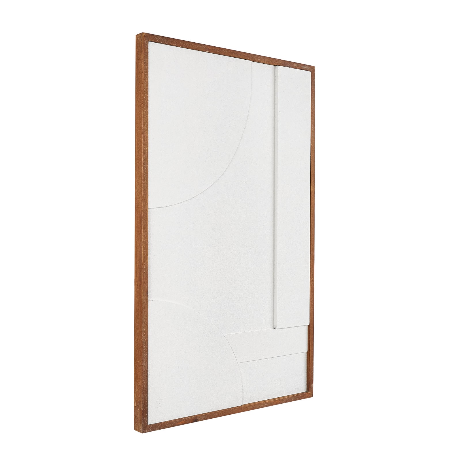 White Dimensional Geometric Wall Décor with Brown Frame