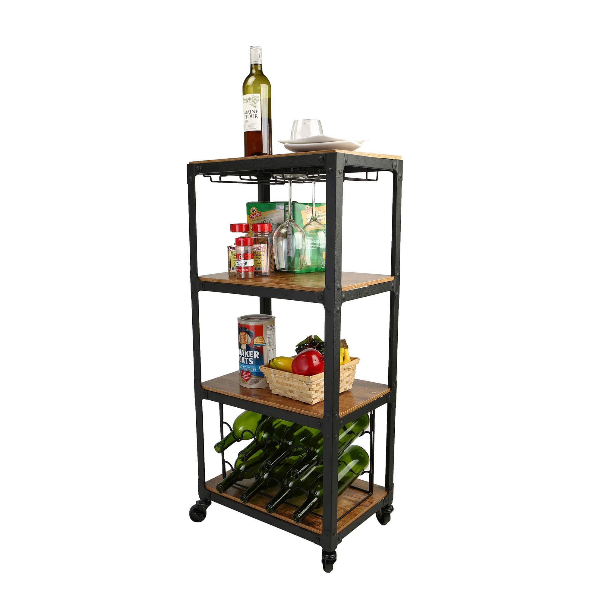 Mind Reader 39&#x22; 4-Tier Rolling Bar Cart