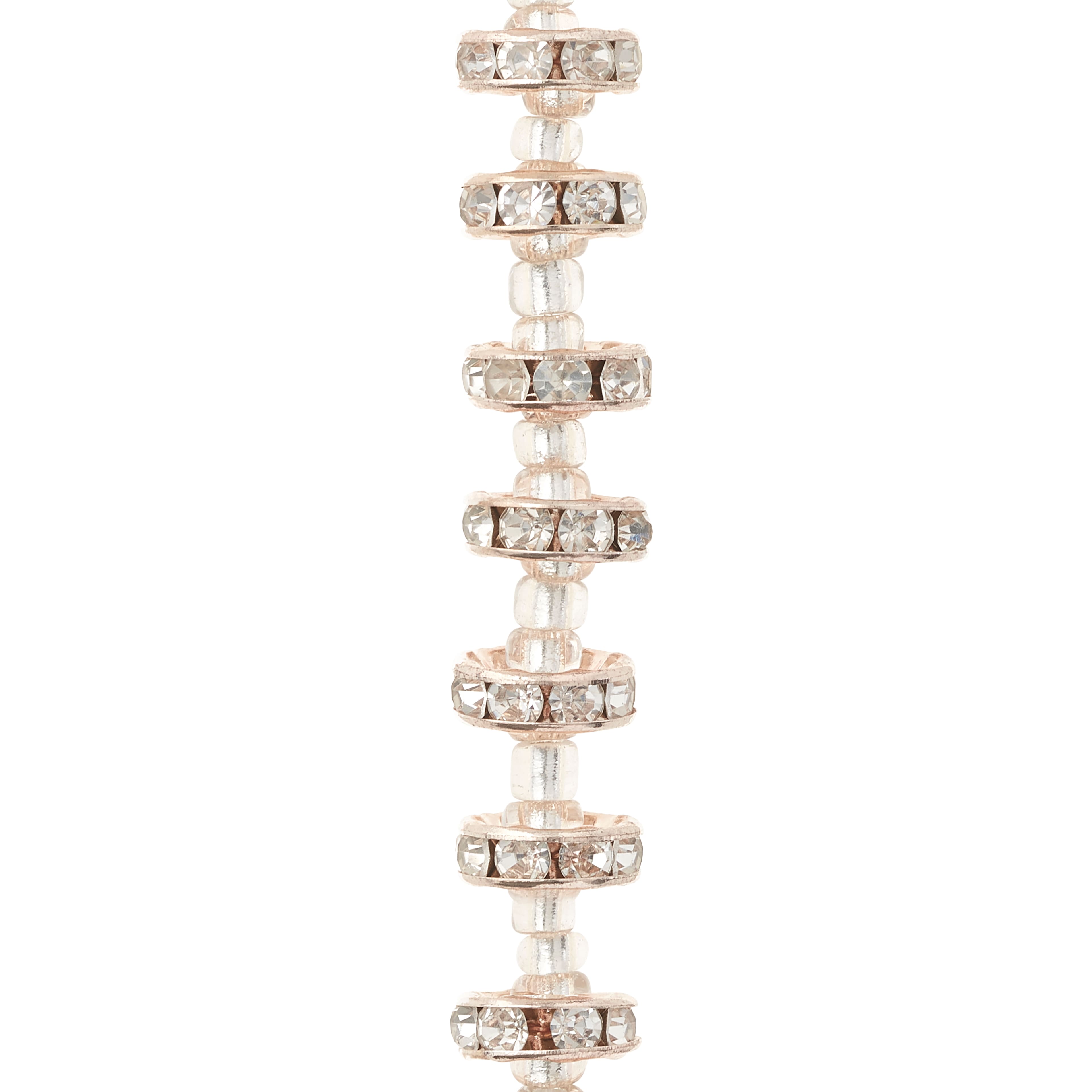 12 Pack: Rose Gold Rhinestone Studded Rondel Beads, 10mm by Bead Landing&#x2122;