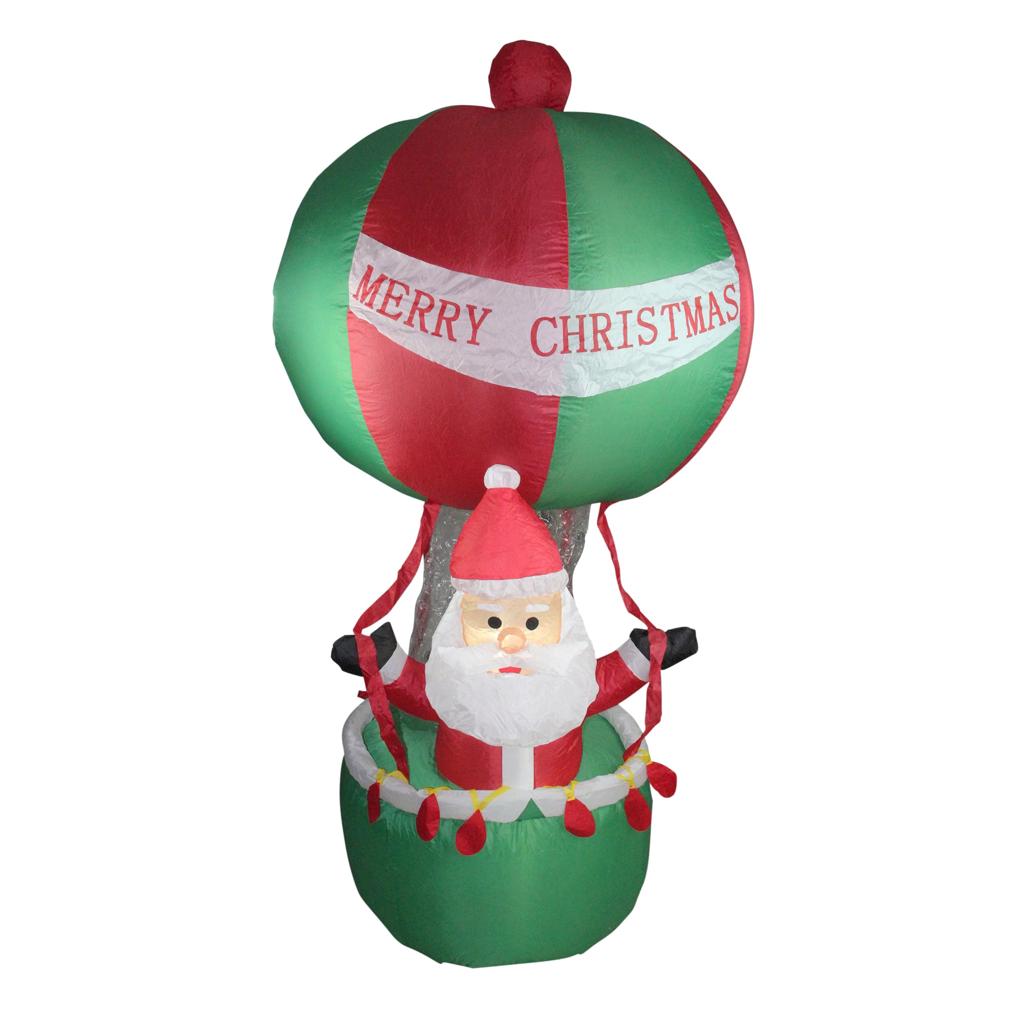 6ft. Red & Green Lighted Inflatable Santa in Hot Air Balloon Outdoor Christmas Décor