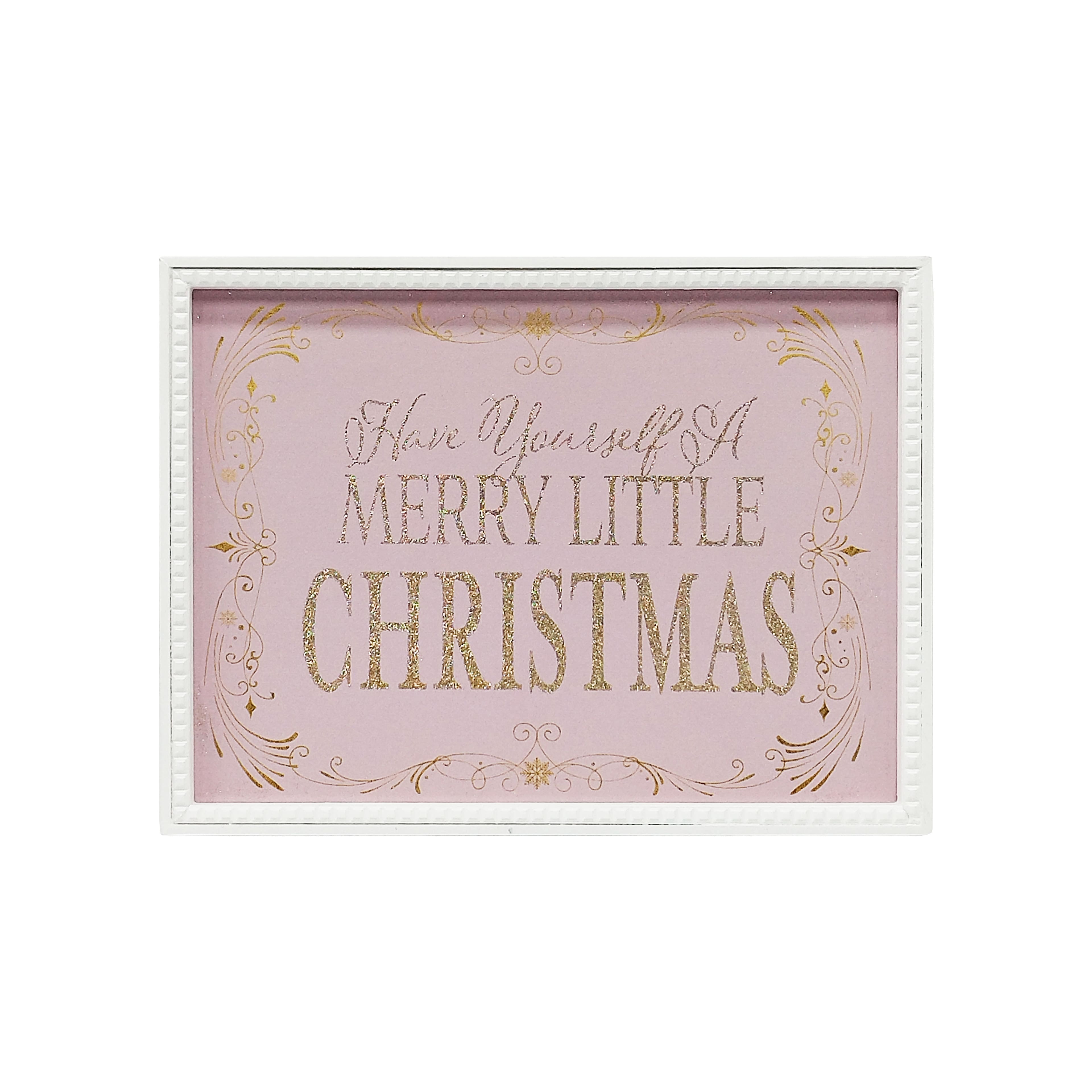 15.75&#x22; Pink Merry Little Christmas Wall Sign in White Frame by Ashland&#xAE;
