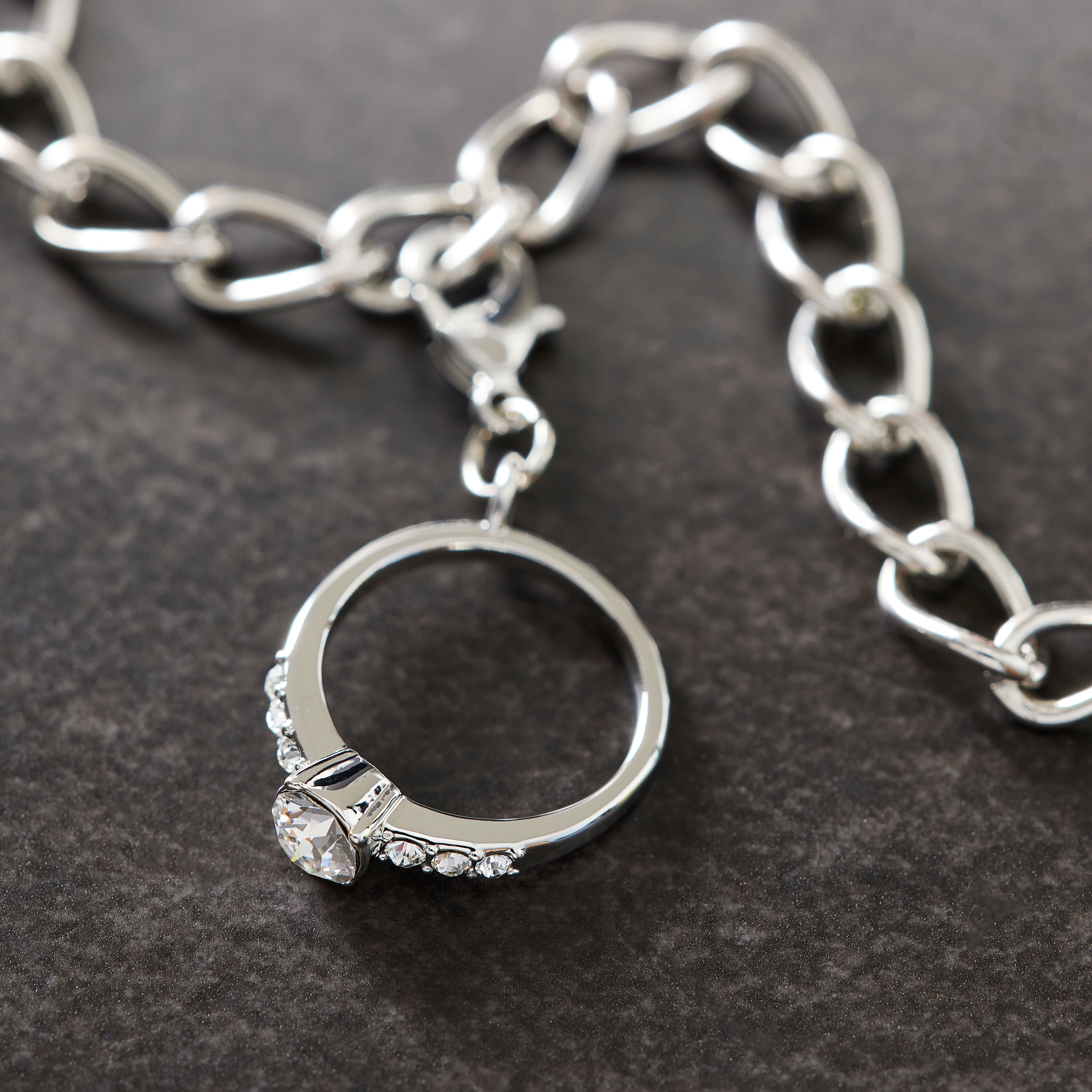 12 Pack: Austrian Crystal Rhodium Ring Charm by Bead Landing™
