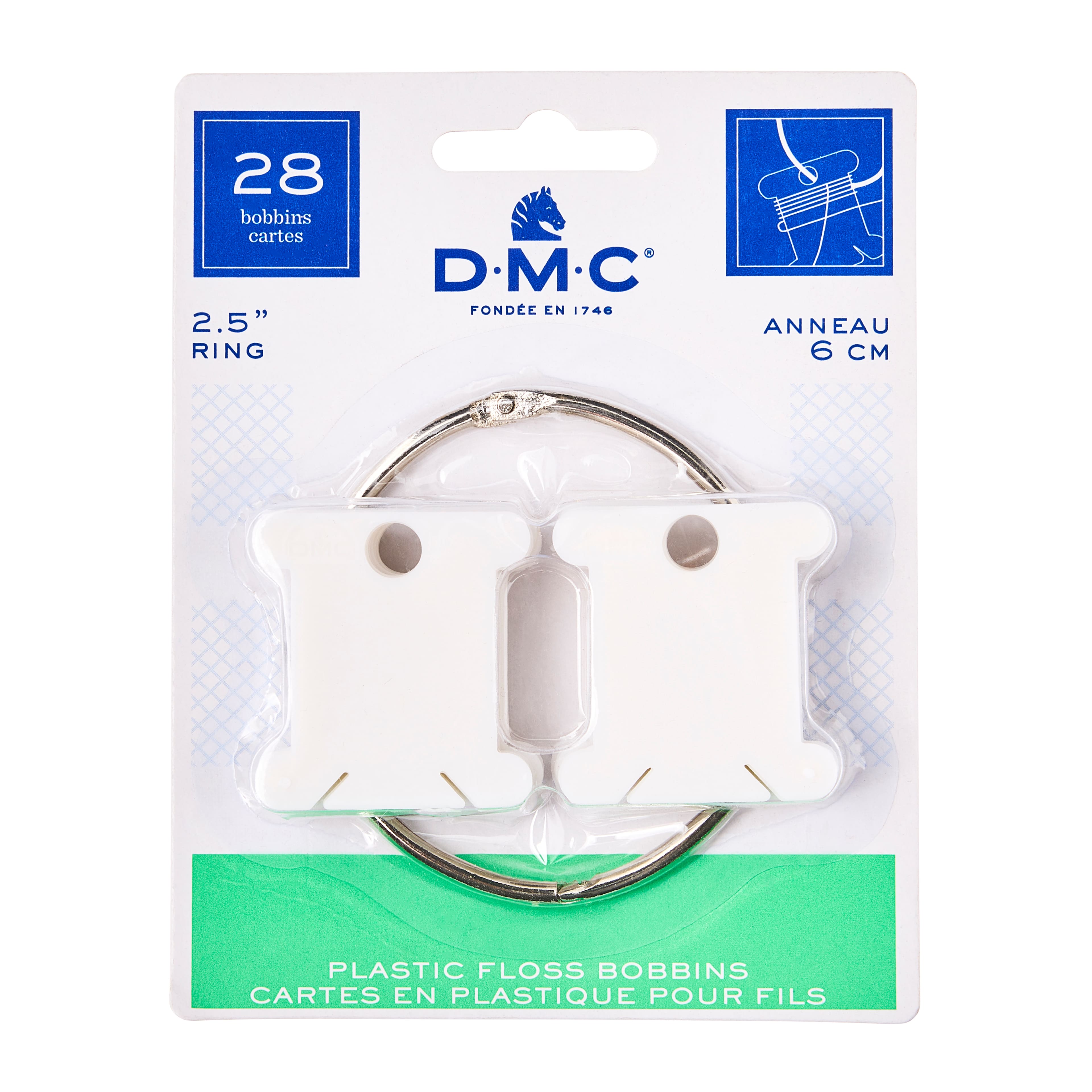 24 Packs: 29 ct. (696 total) DMC&#xAE; Floss Bobbins with Metal Ring