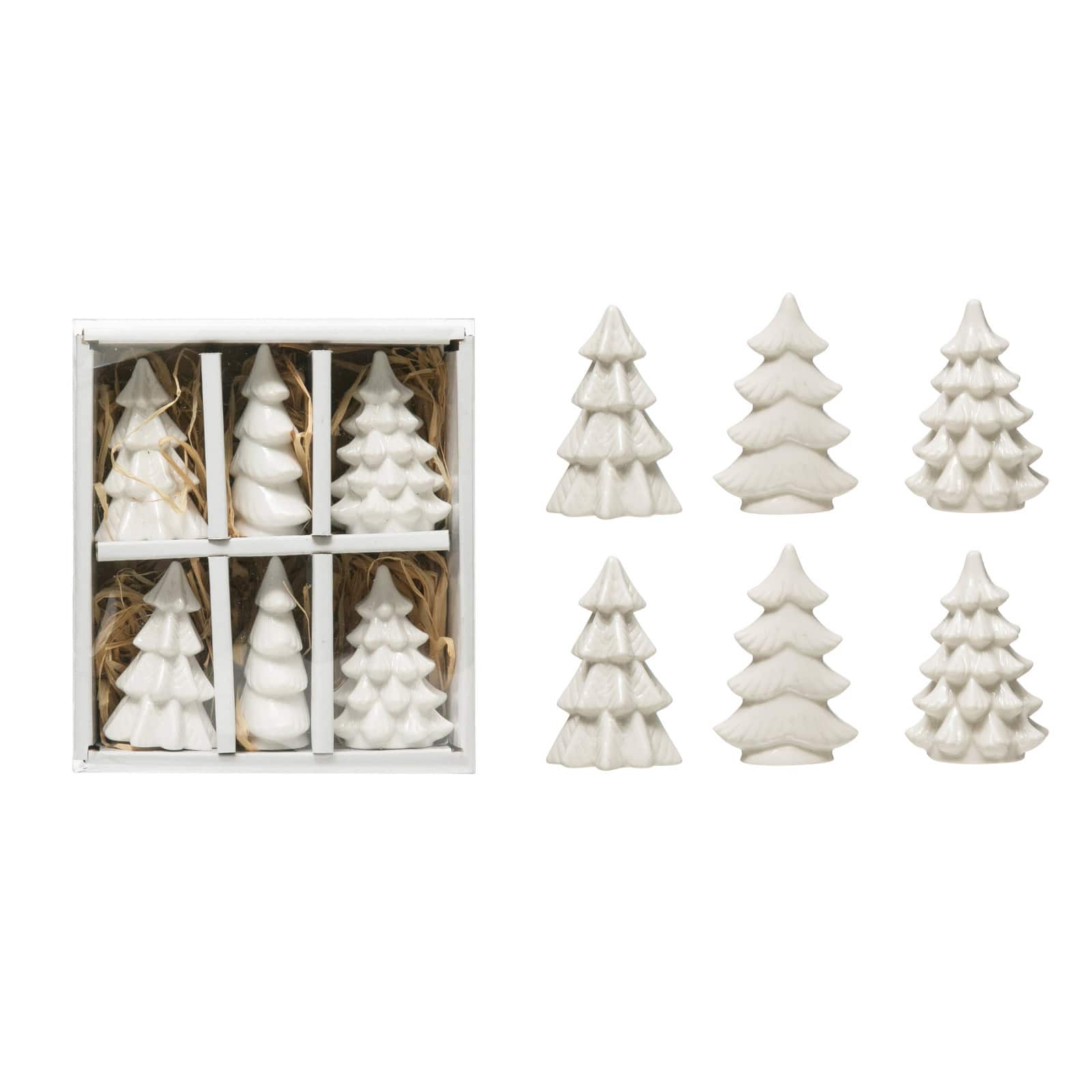 Hello Honey&#xAE; 3&#x22; White Stoneware Trees Set