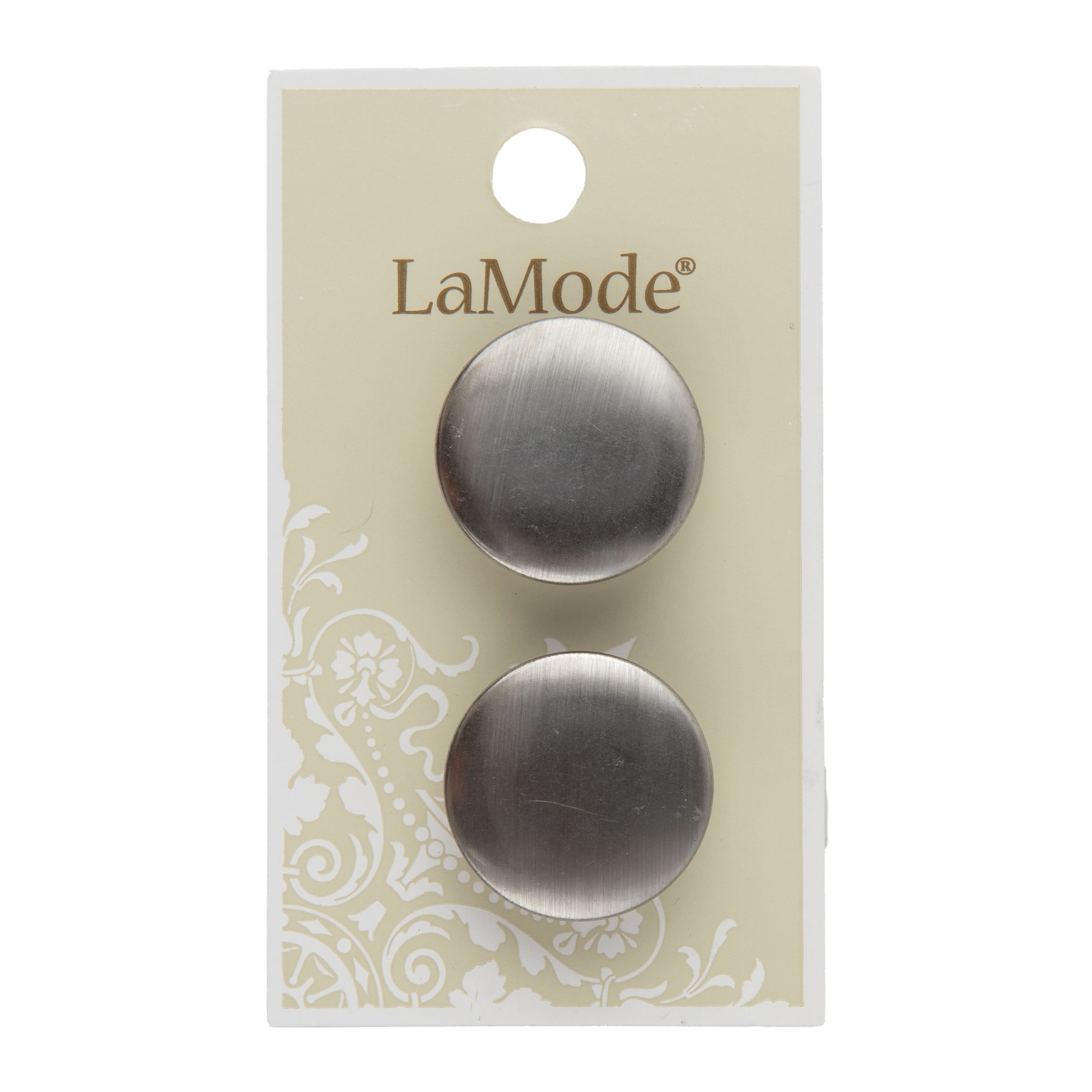 LaMode 7/8&#x22; Brushed Silver Shank Buttons, 2ct.