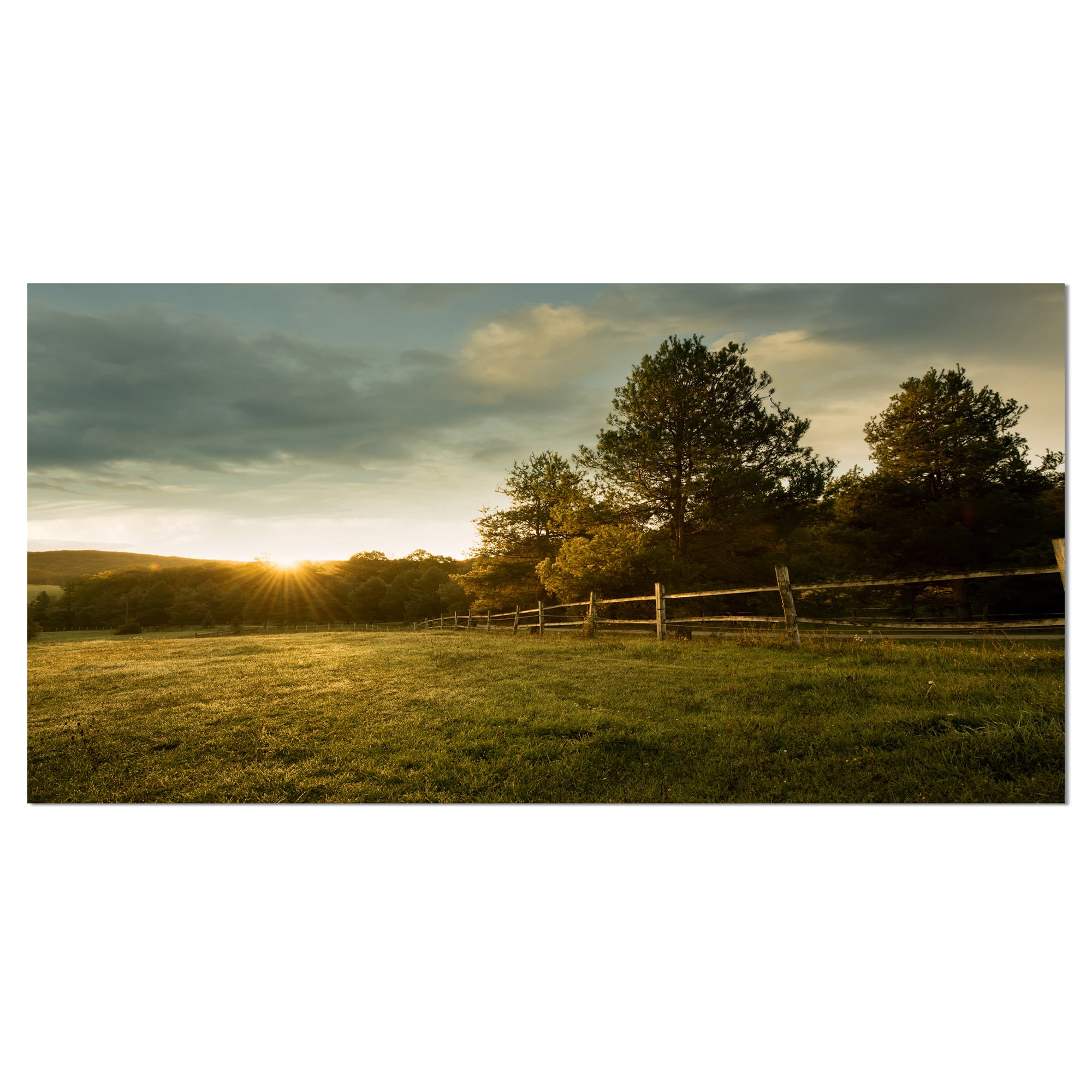 Designart - Beautiful Sunrise in the farm - Landscape Canvas Art Print