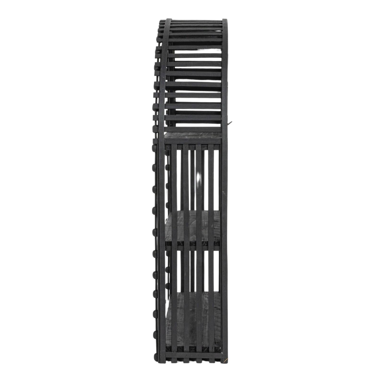 Hello Honey&#xAE; Black Arched Bamboo &#x26; Wood Wall Shelf