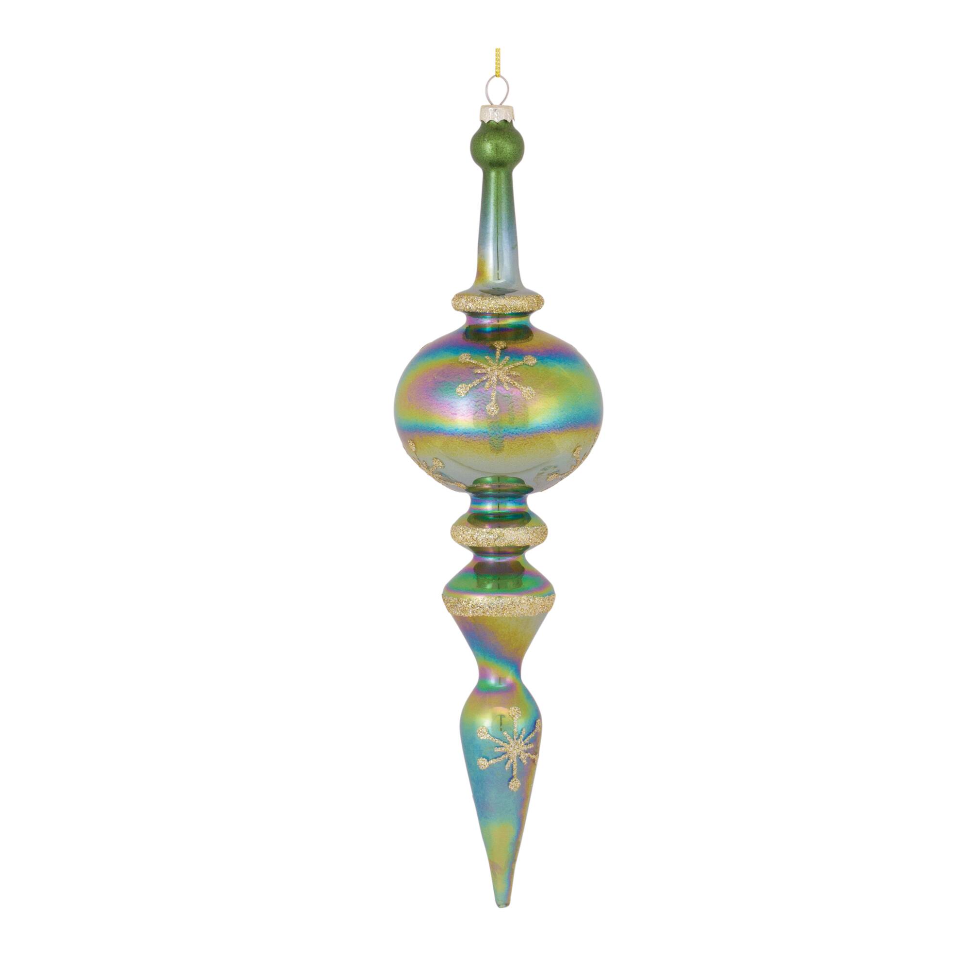 4ct. 13&#x22; Iridescent Glass Finial Drop Ornaments