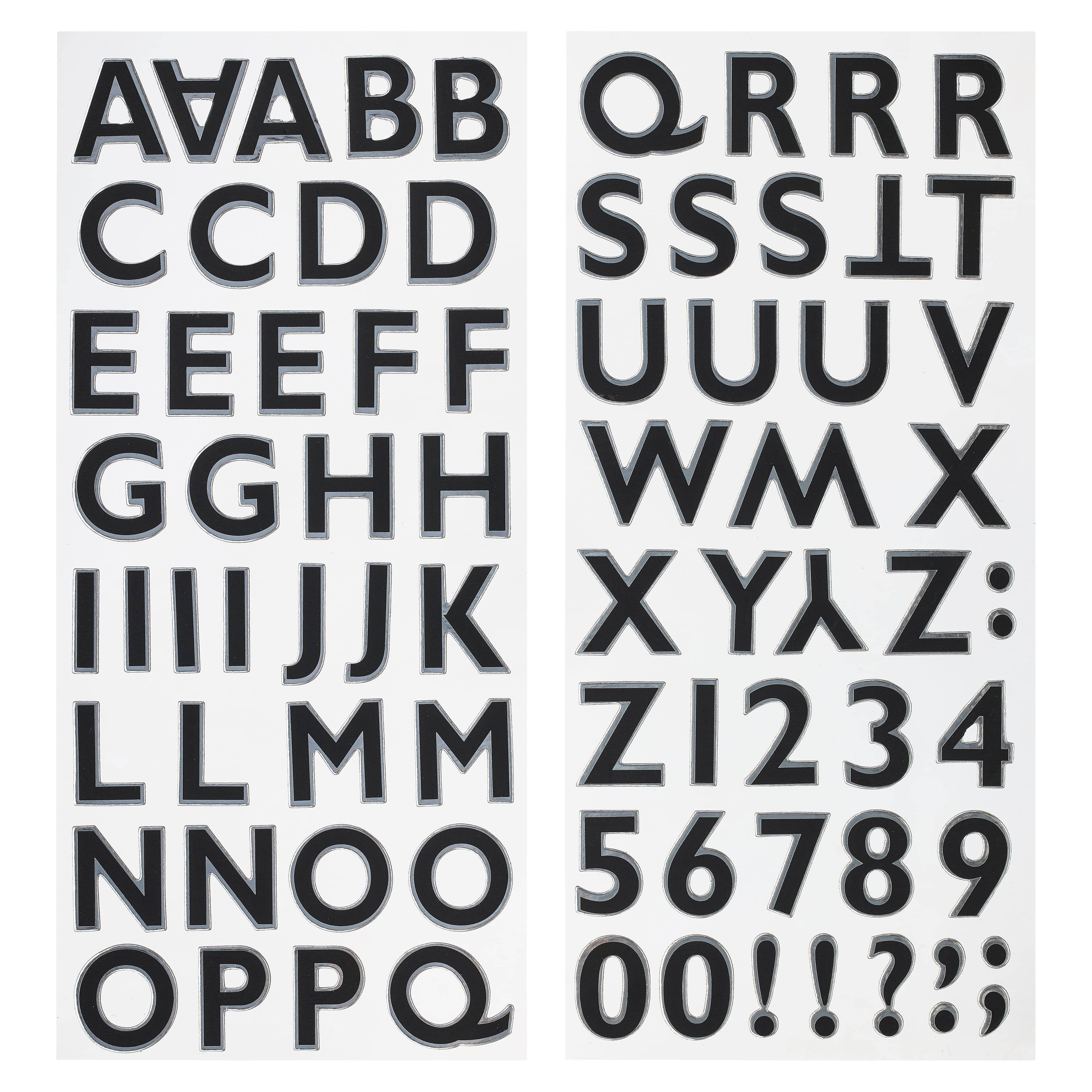 12 Packs: 2 Ct. (24 Total) Black Mini Font Alphabet and Number Stickers by Recollections, Size: 3.75” x 10.25”