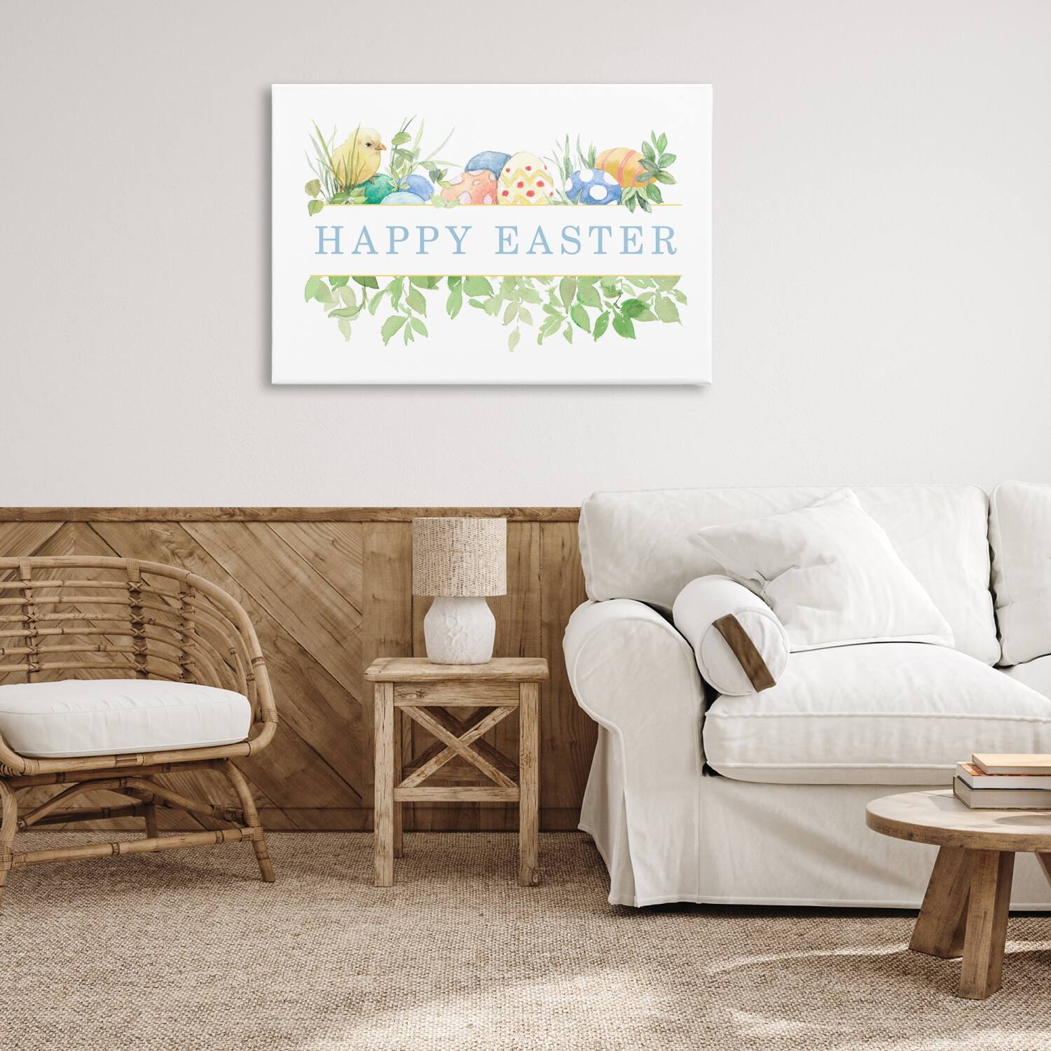 Stupell Industries Floral Happy Easter Canvas Wall Art