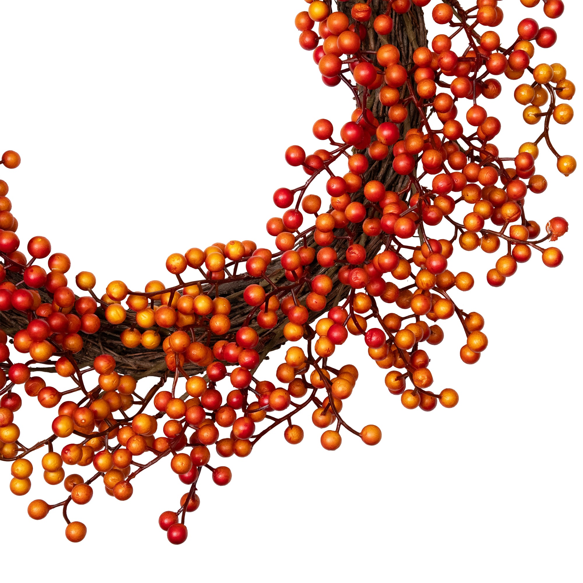 18" Red & Orange Berries Artificial Fall Harvest Twig Wreath