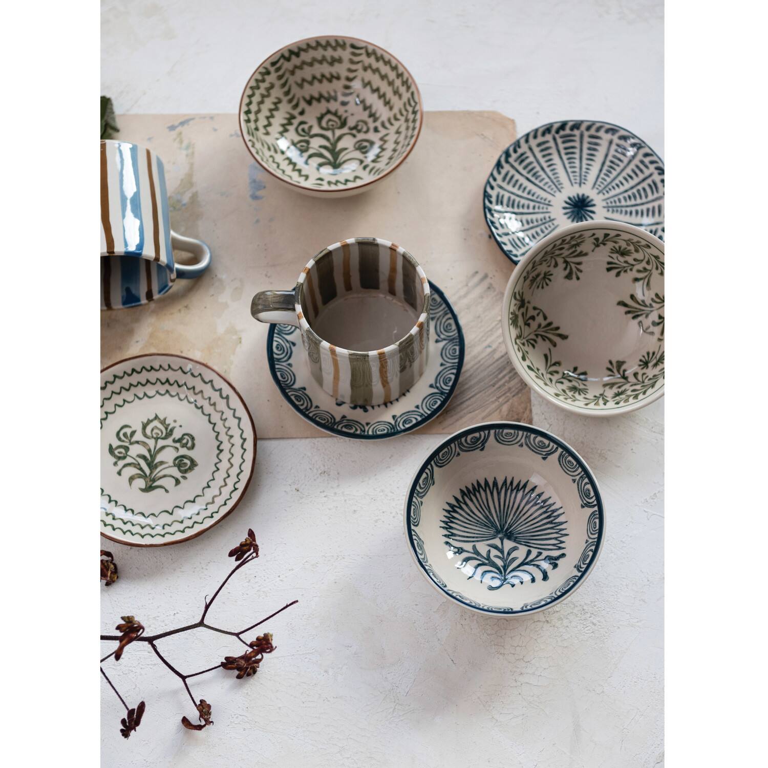 Hello Honey&#xAE; 5&#x22; Striped Stoneware Mug Set