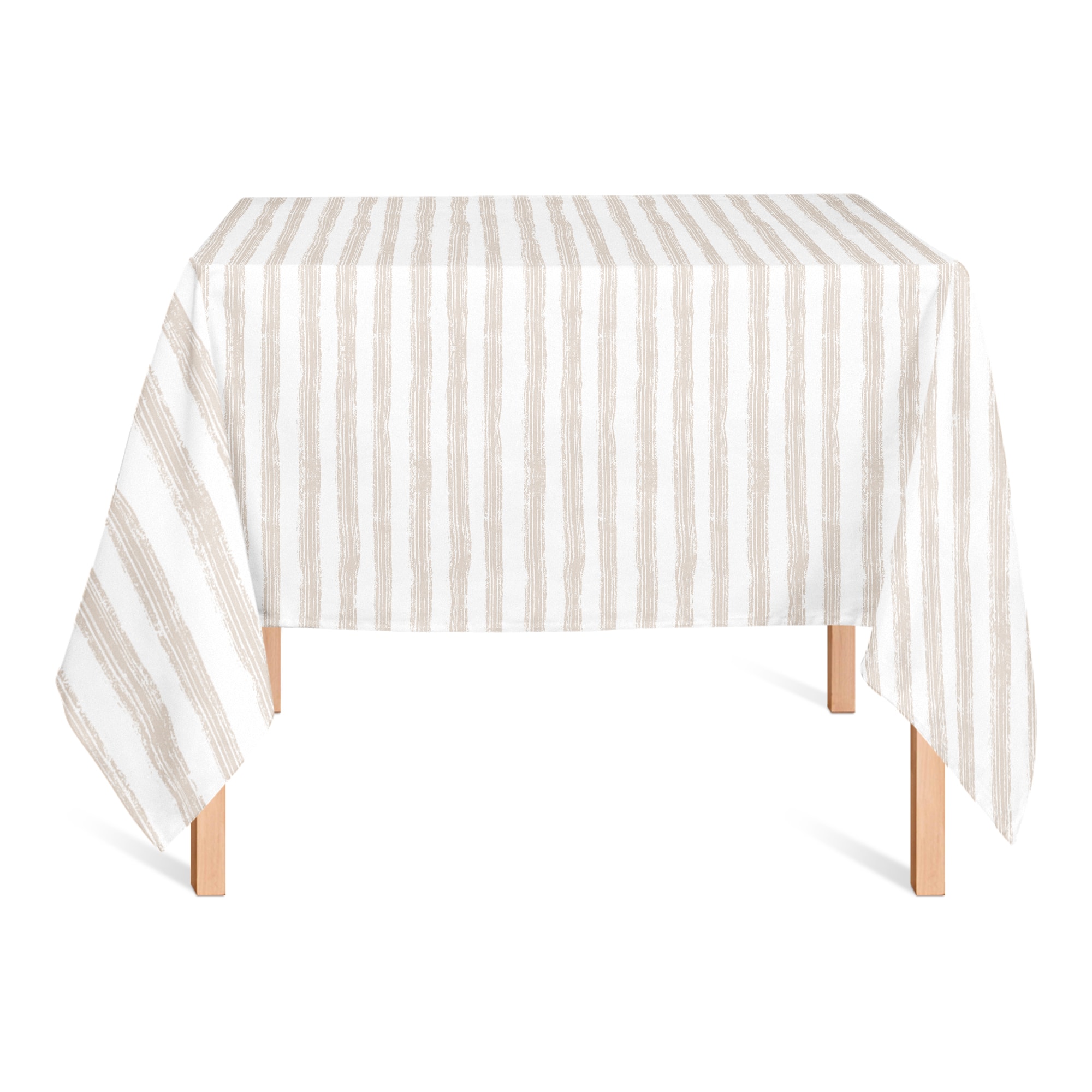 58&#x22; Neutral Easy Stripes Tablecloth