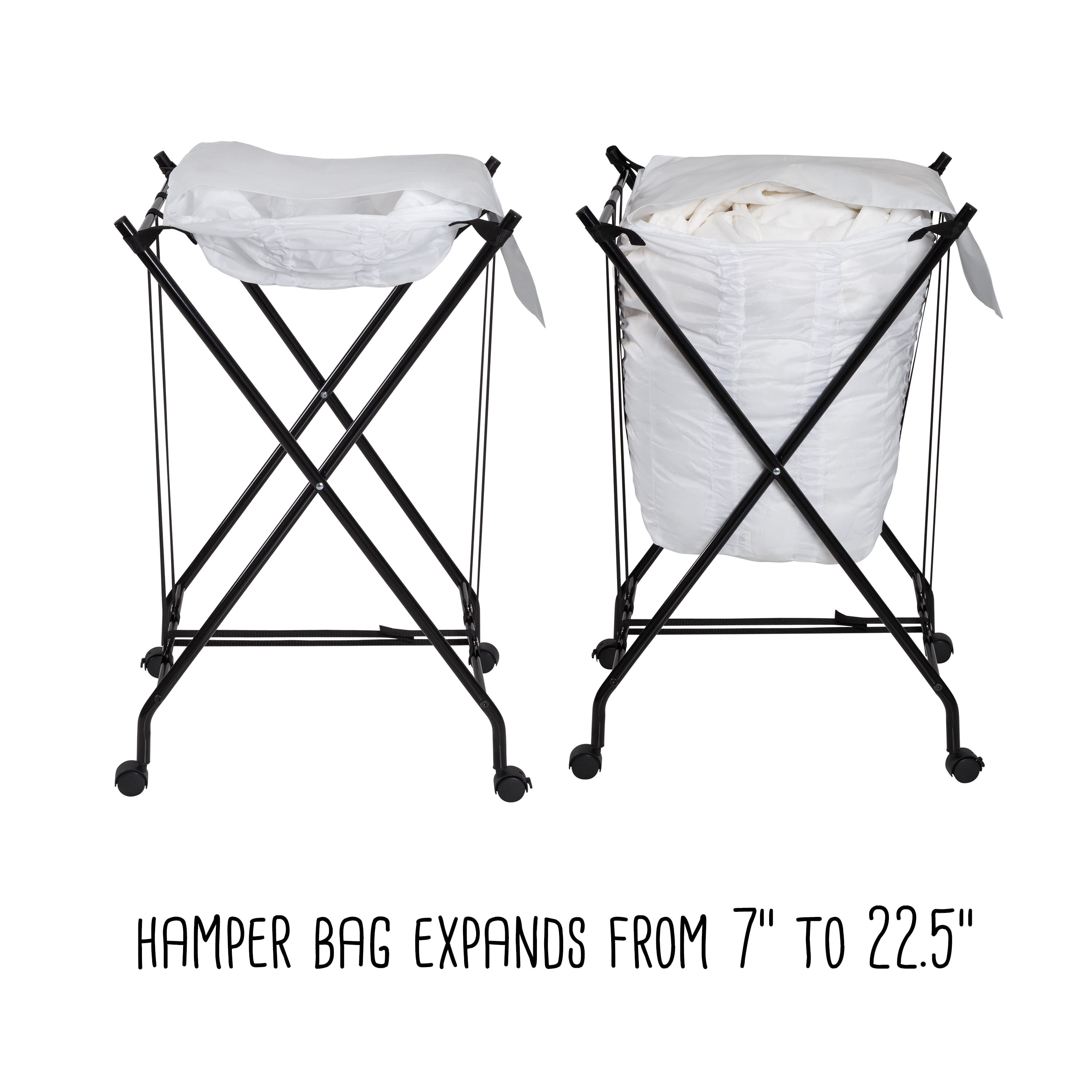 Honey Can Do Black/White Single Bounce Back Hamper with Wheels and Lid