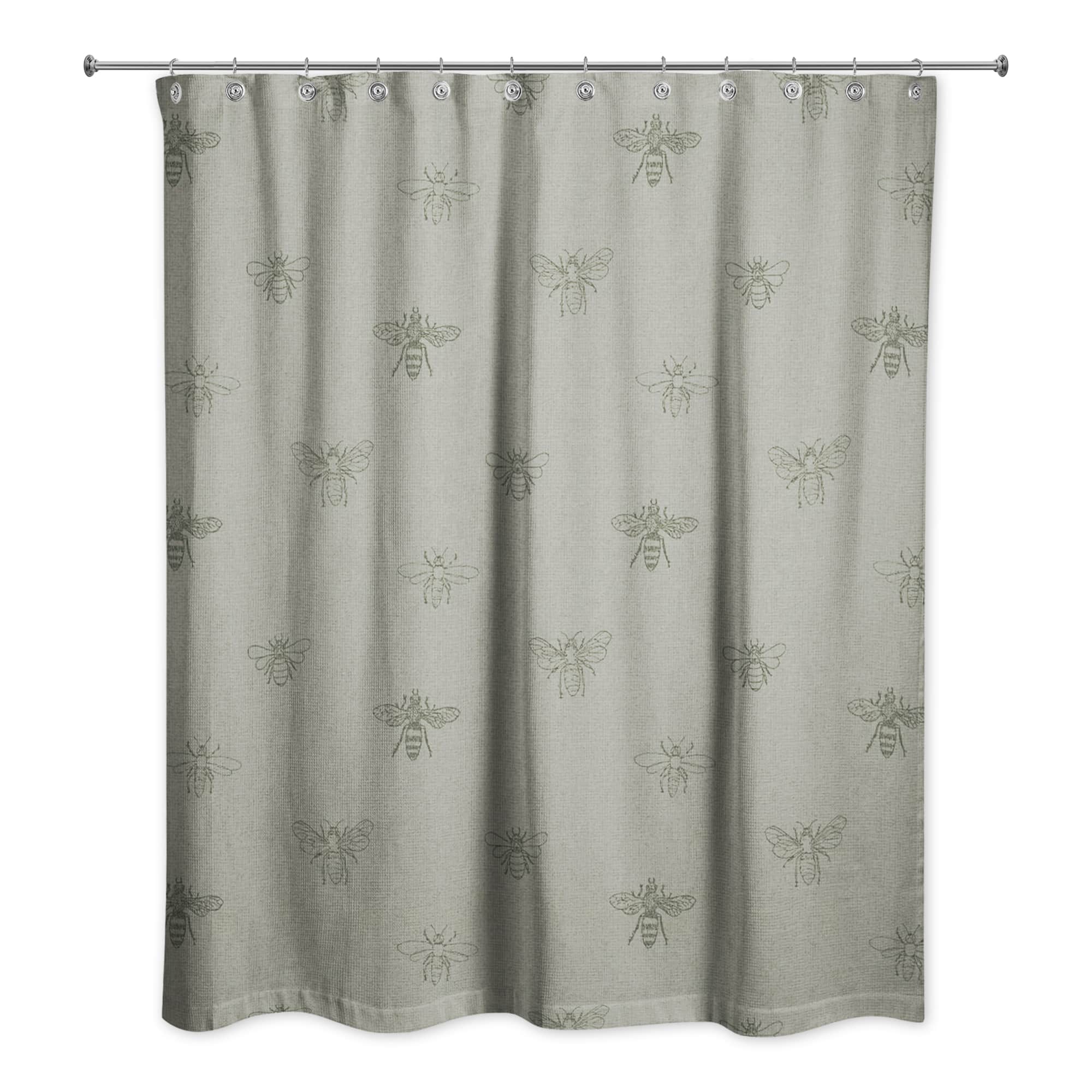 Delicate Bee Fabric Shower Curtain, 71&#x22; x 74&#x22;