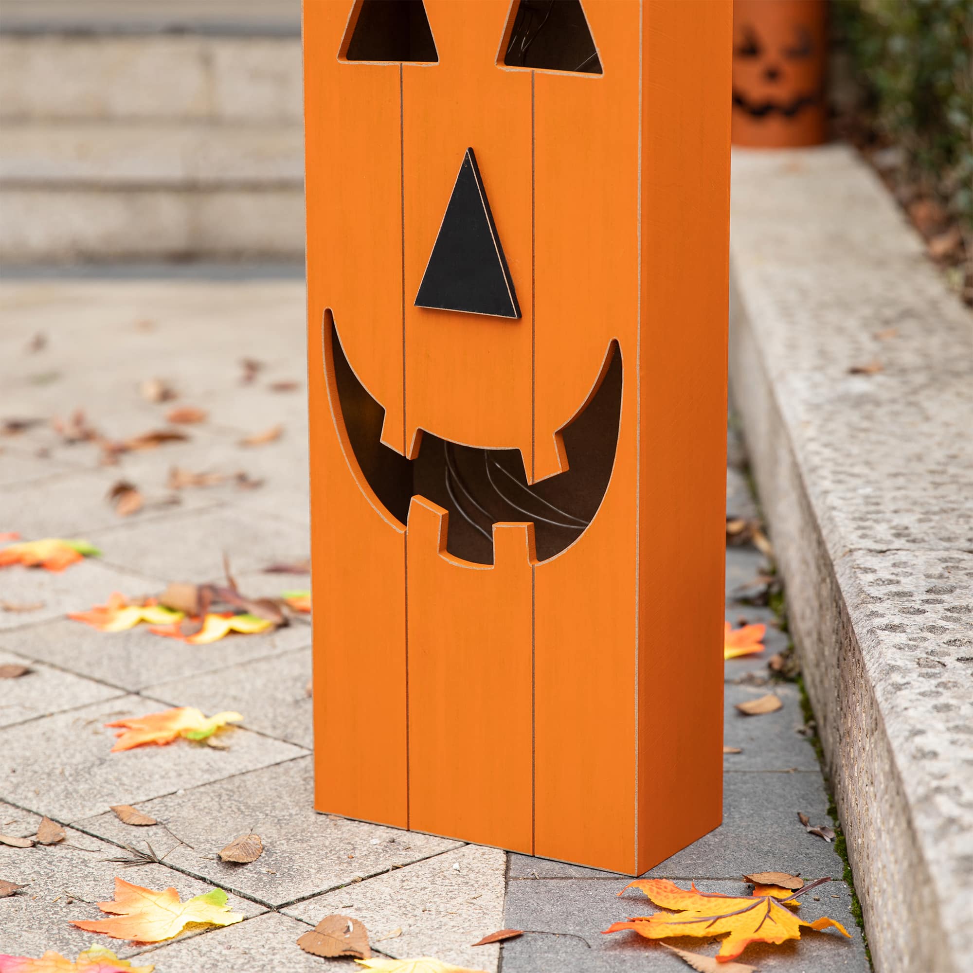 Glitzhome&#xAE; 30&#x22; Lighted Halloween Wooden Pumpkin Porch D&#xE9;cor