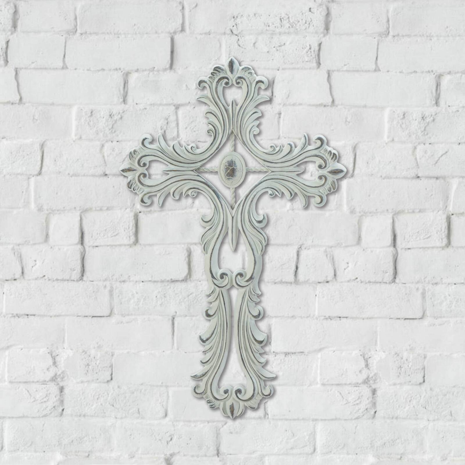 Scalloped White Cross 8.5&#x22; x 0.25&#x22; x 13.5&#x22;