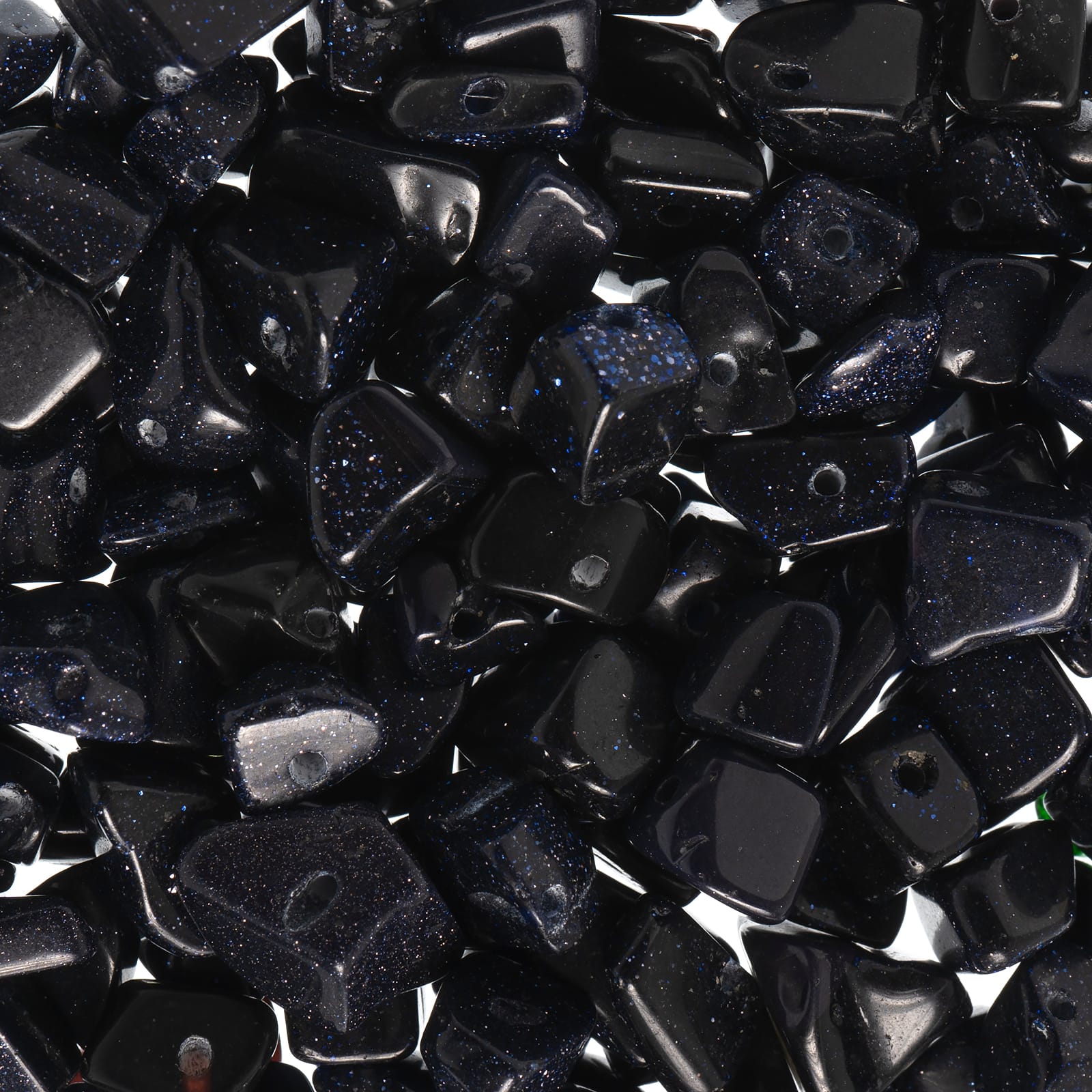 John Bead 10mm Black Natural Stone Chip Beads, 25g