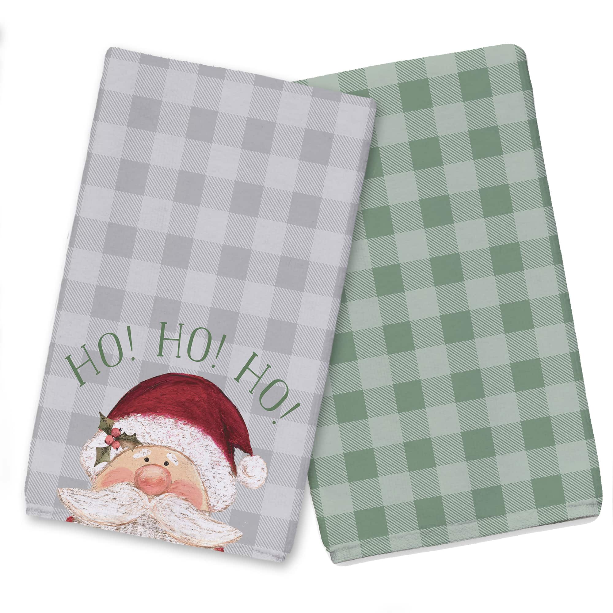 Ho Ho Ho Santa Check Tea Towel Set