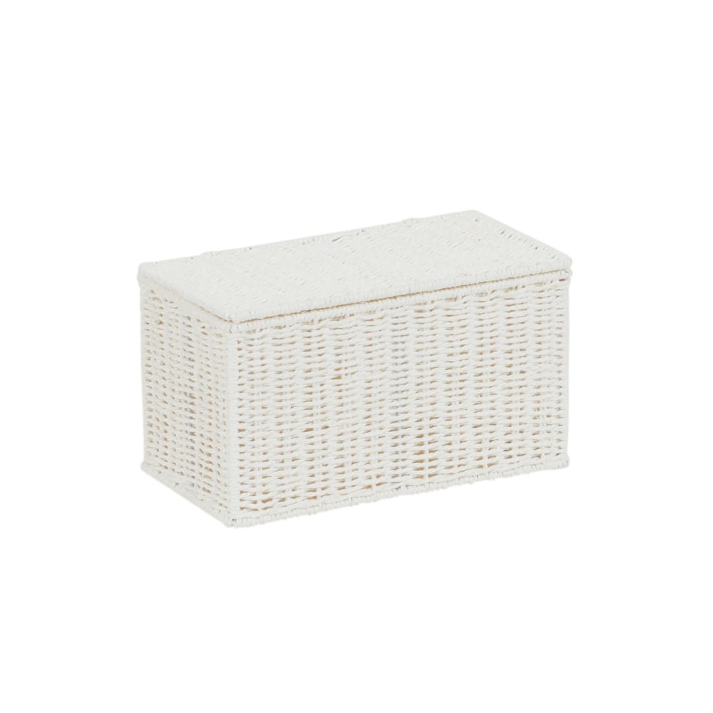 Household Essentials Small White Wicker Basket with Lid