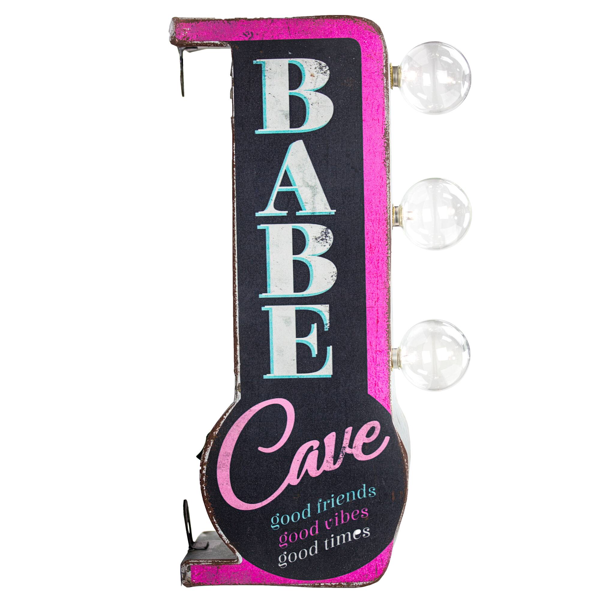 Babe Cave Vintage Mini Metal LED Marquee Wall Sign