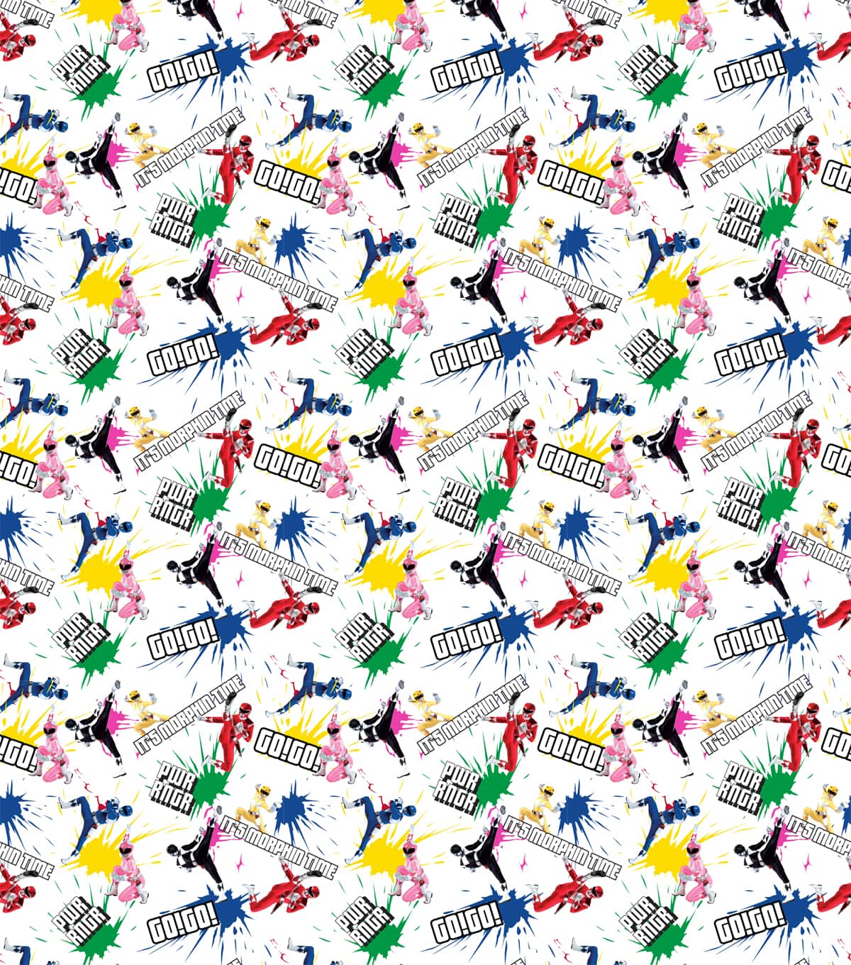 Hasbro Power Rangers Paint Splatter Cotton Fabric