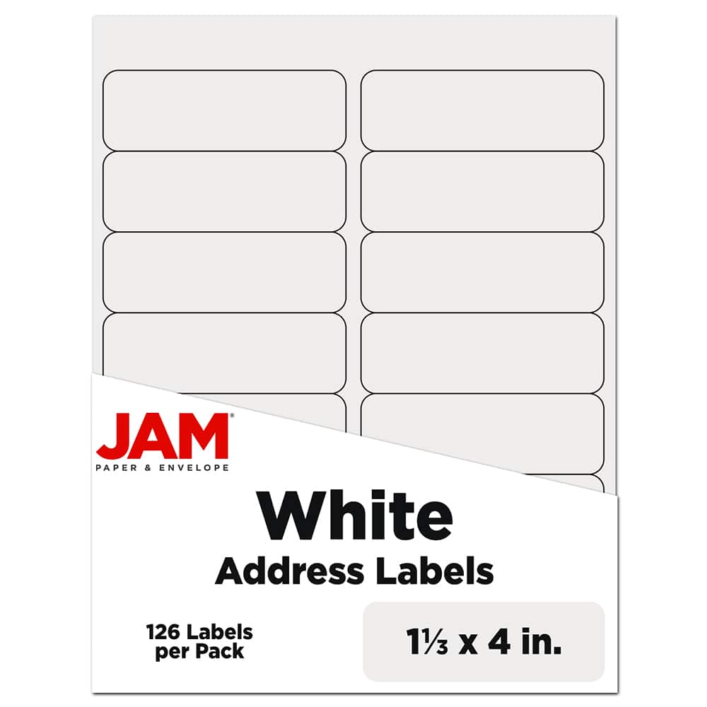 JAM Paper 1.3&#x22; x 4&#x22; Address Labels, 126ct.