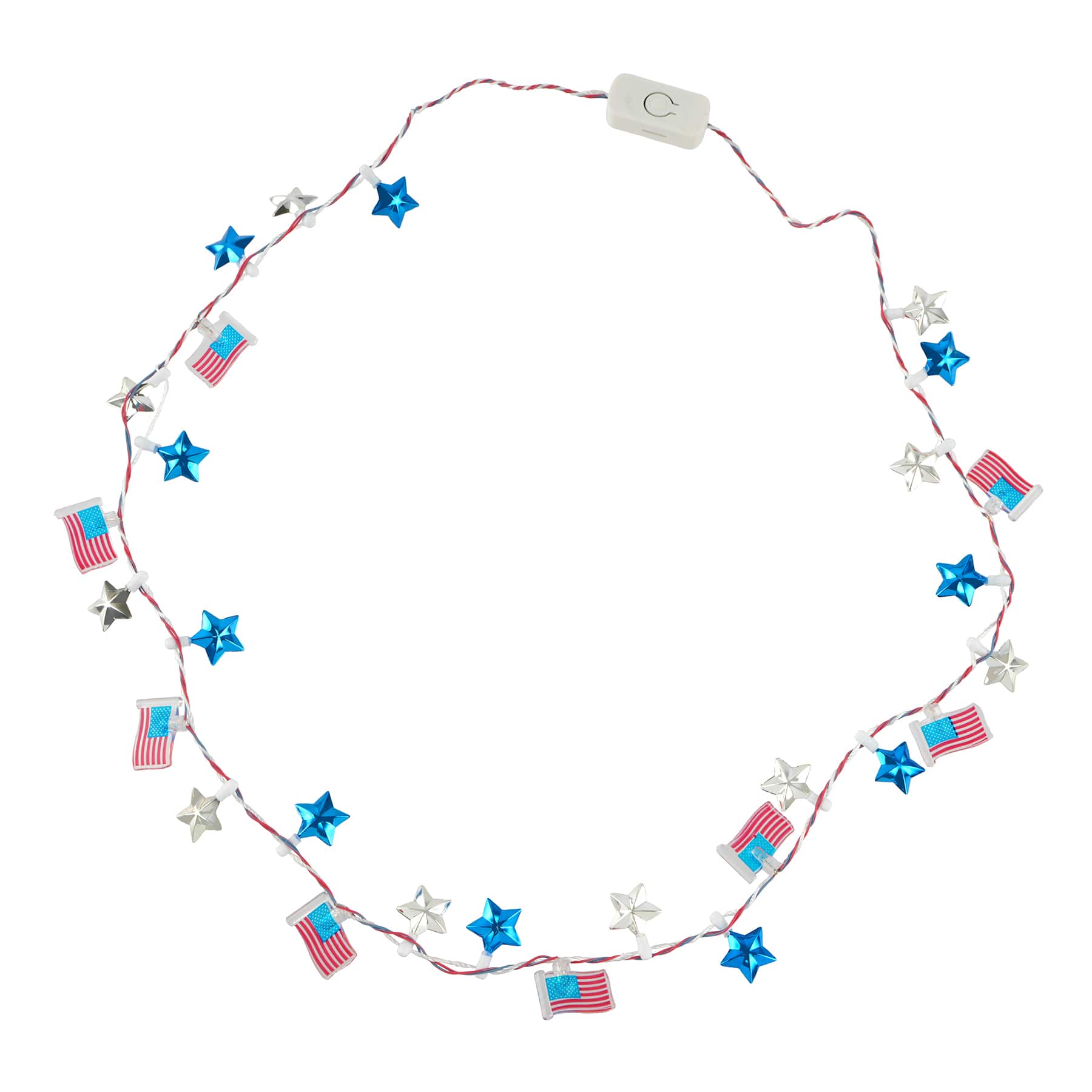 Red, White &#x26; Blue Light-Up Flag Necklace by Celebrate It&#x2122;