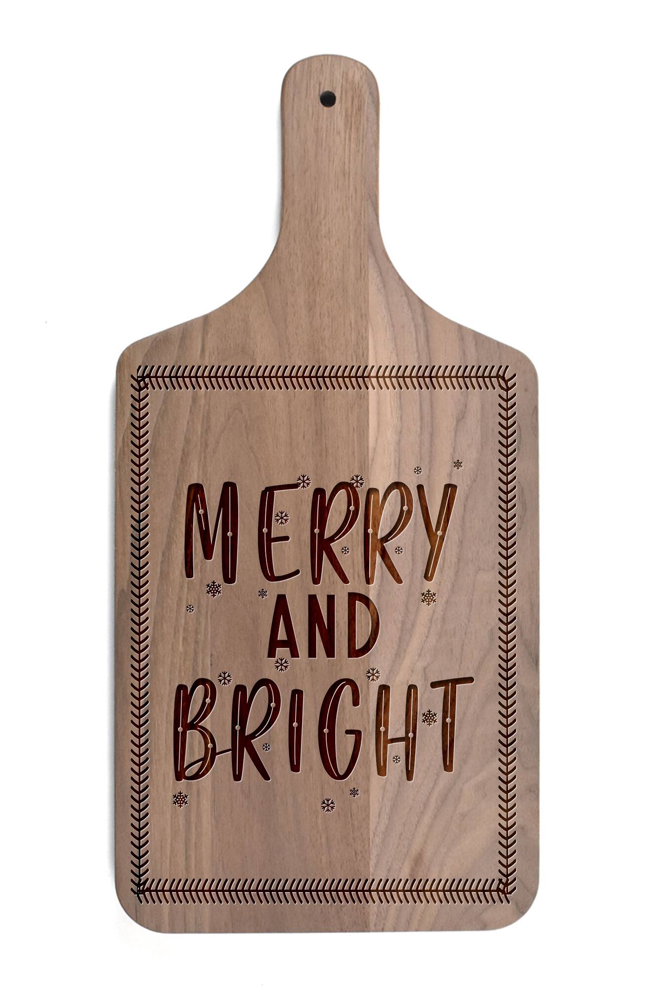 17" Merry & Bright Walnut Paddle Cutting Board