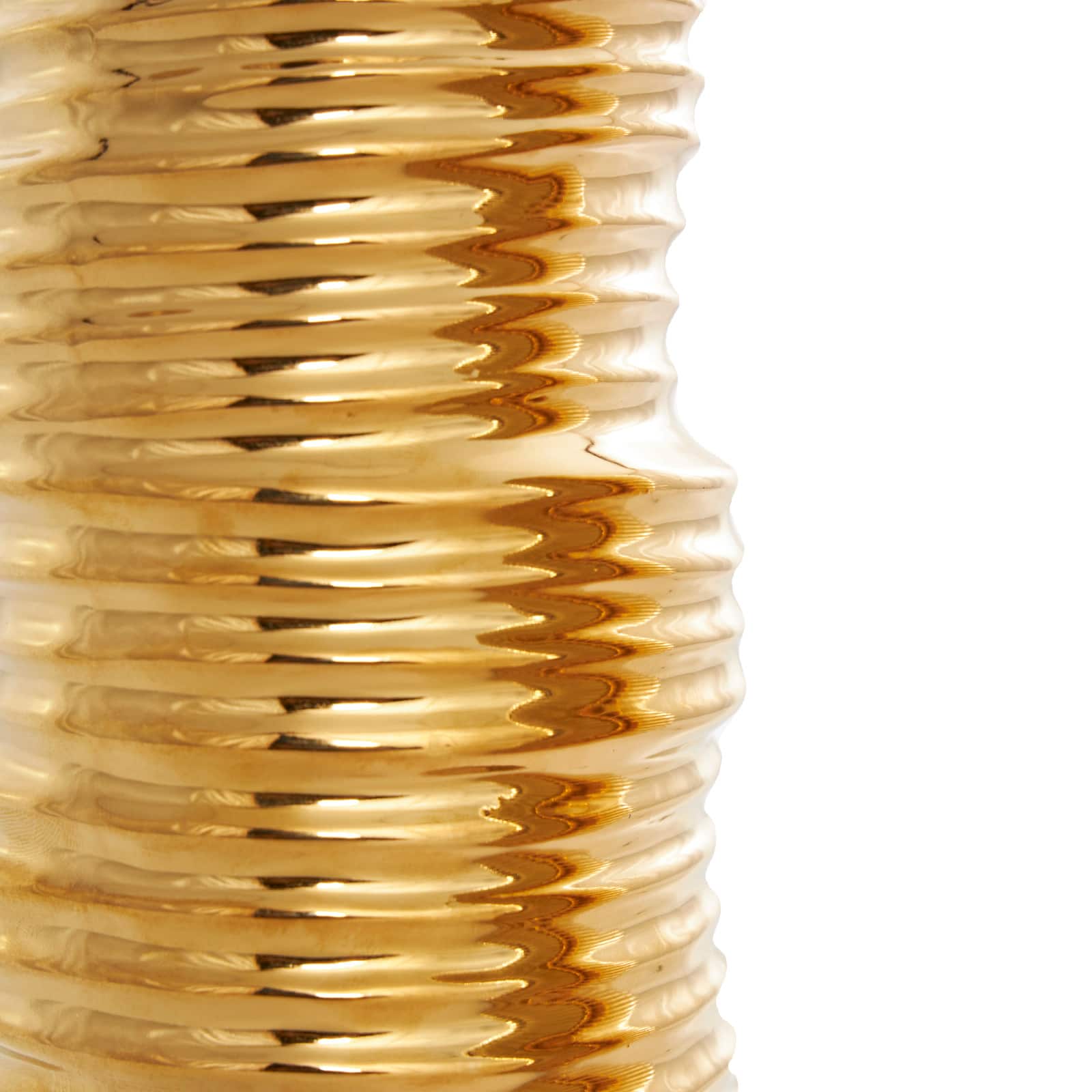 Gold Ceramic Dimensional Ribbed Vase Set