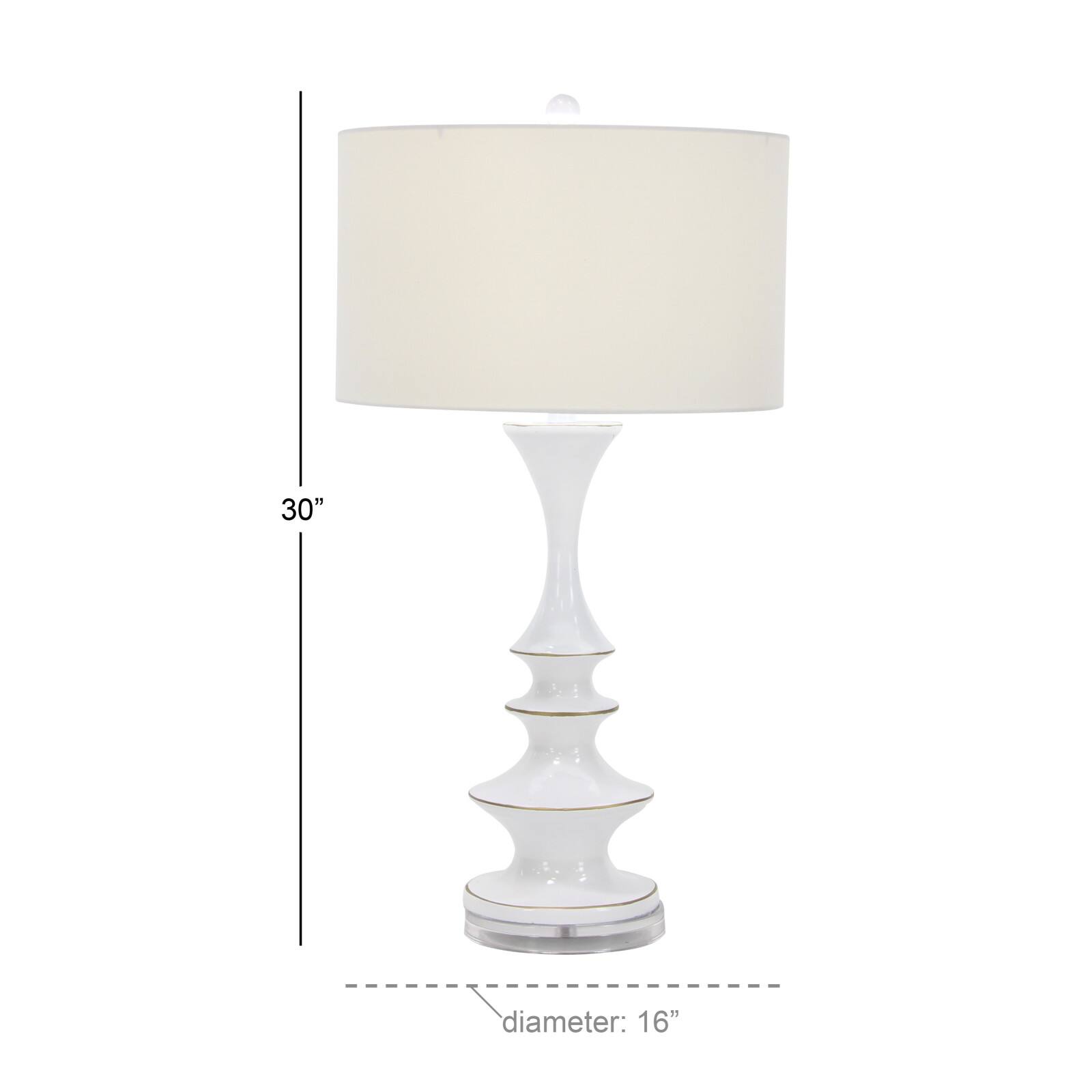 30" White Polystone & Iron Traditional Table Lamp
