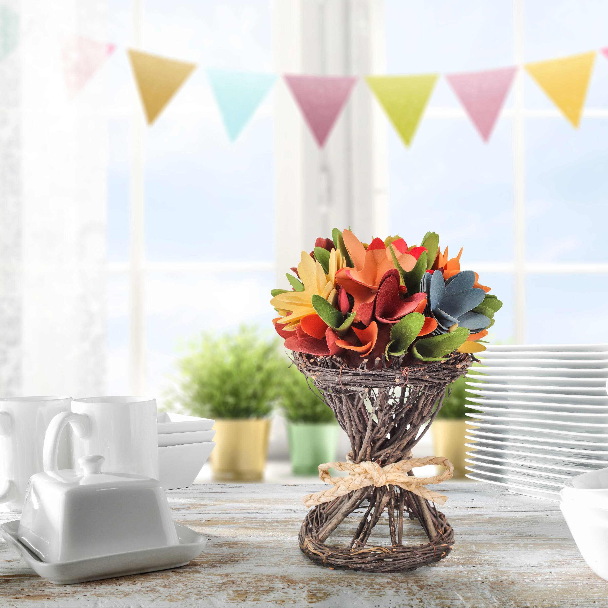 9" Multicolor Spring Floral Bunch