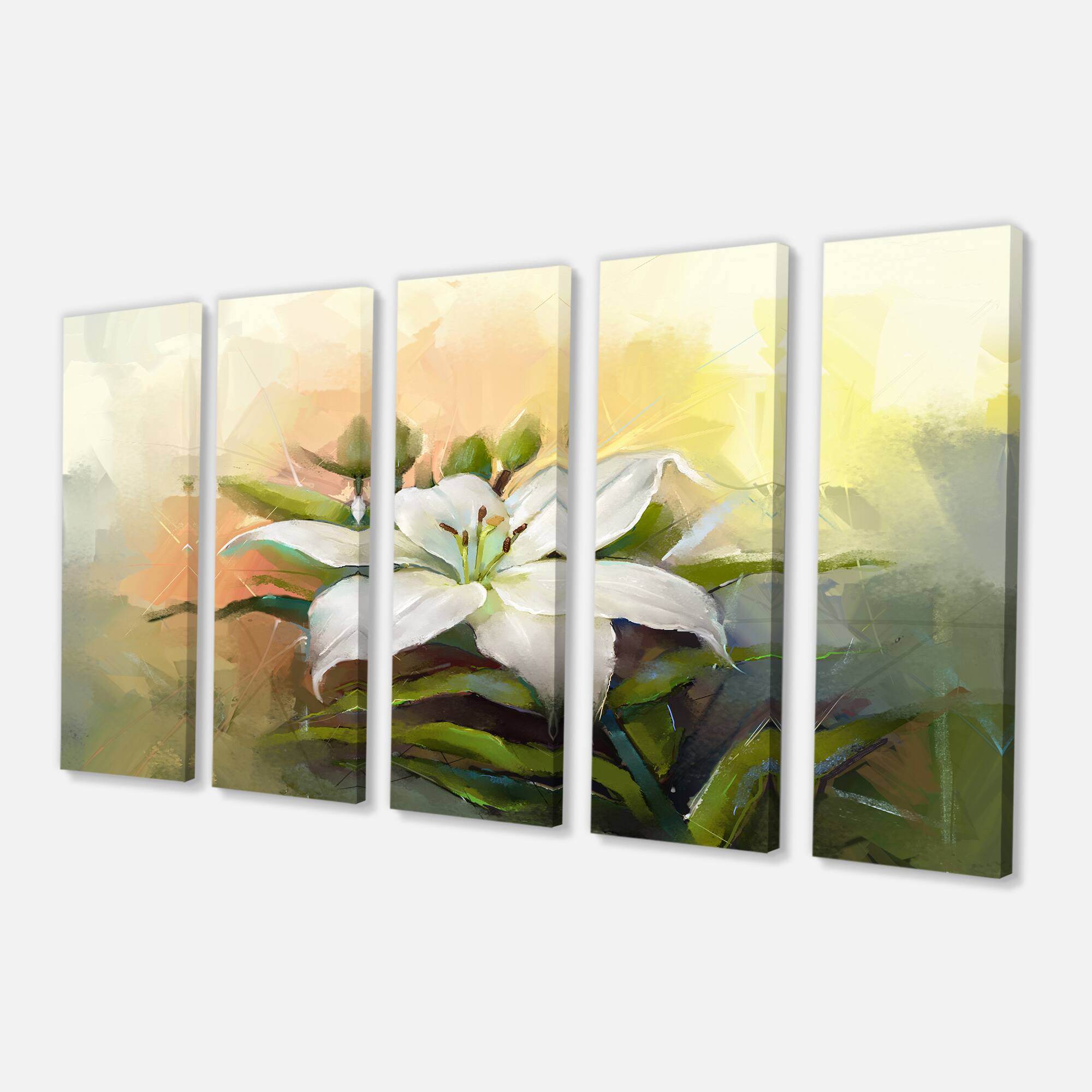 Designart - White Lily Flower Oil Painting - Large Floral Canvas Art Print