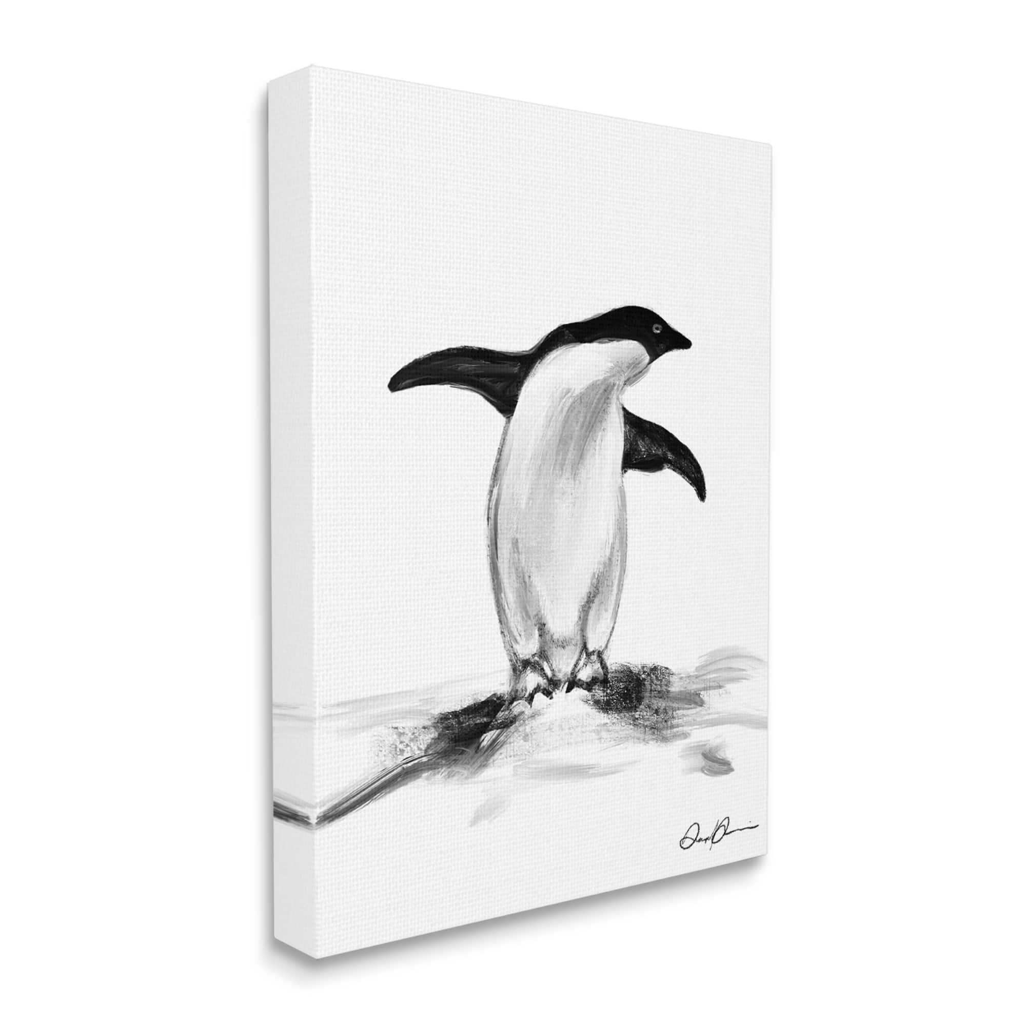 Stupell Industries Adorable Penguin on Snow Mound Canvas Wall Art