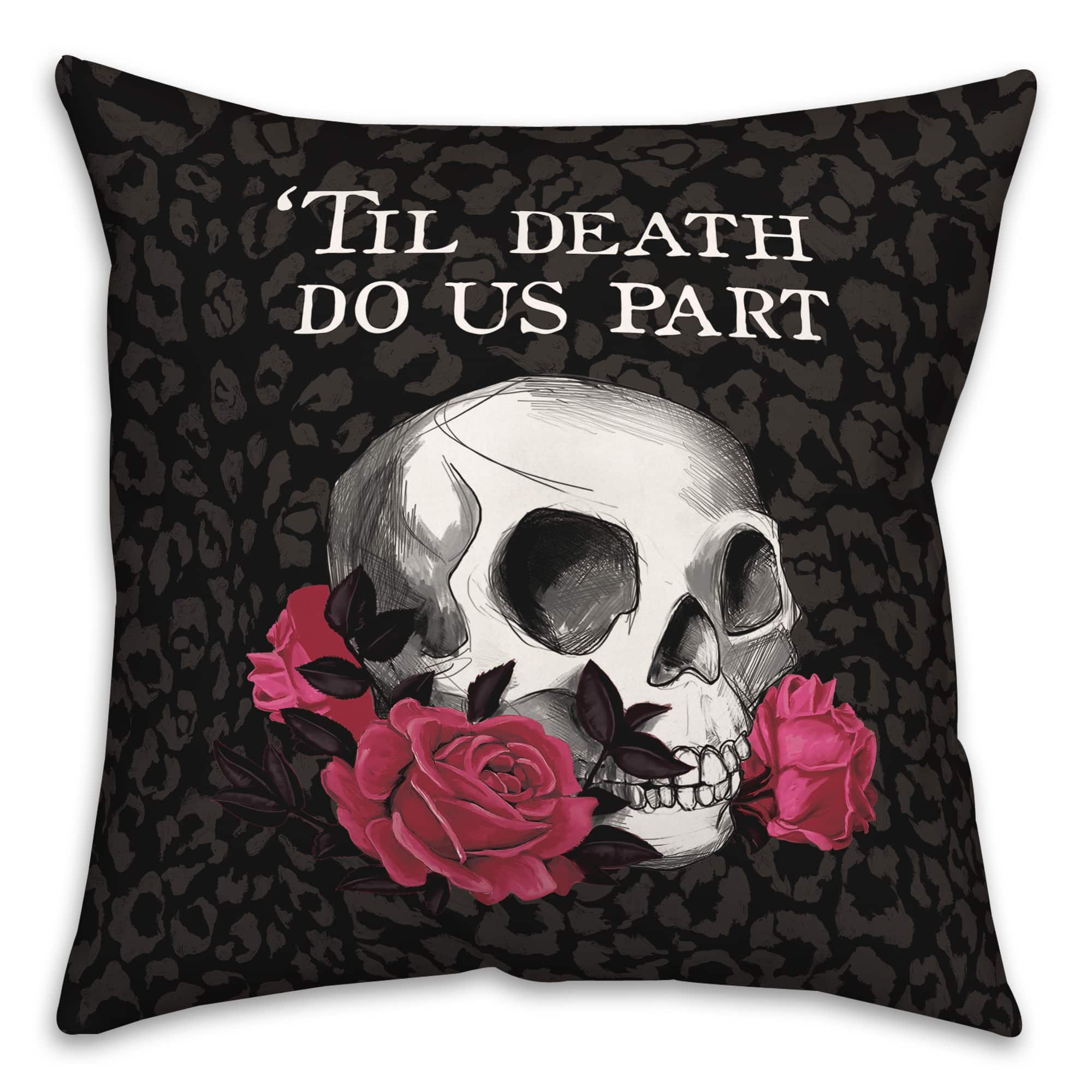 Til Death Do Us Part Skull Throw Pillow