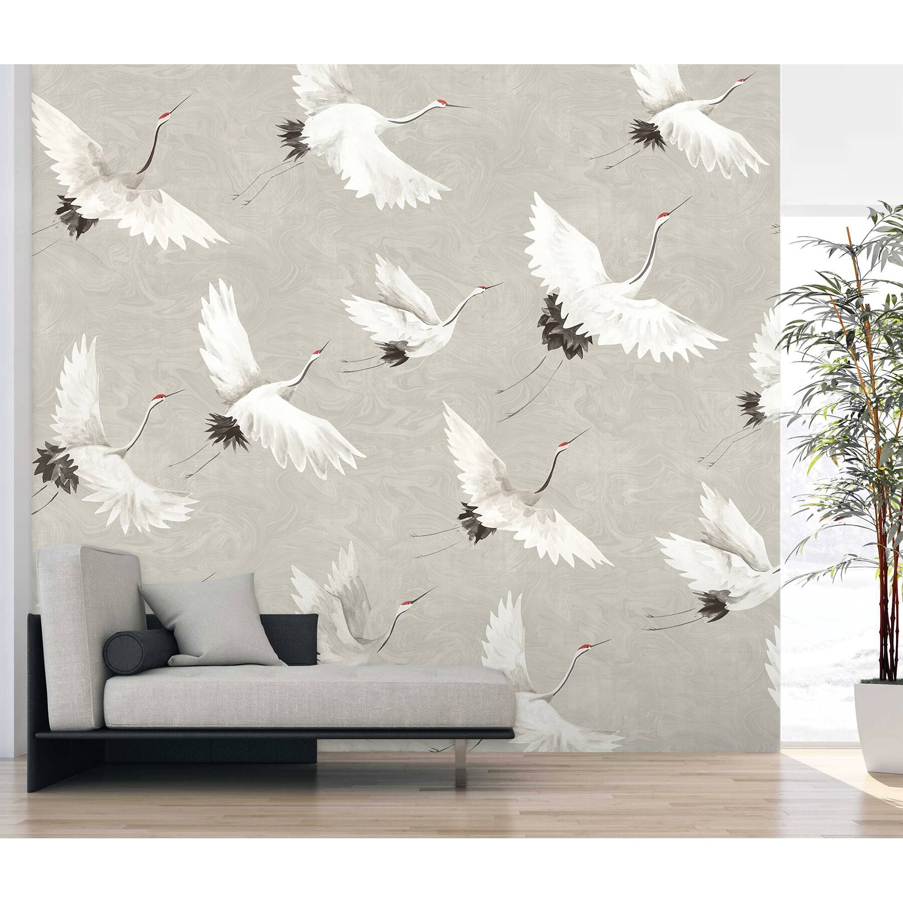 Katie Hunt Dove Gray Crane You Later Wall Mural