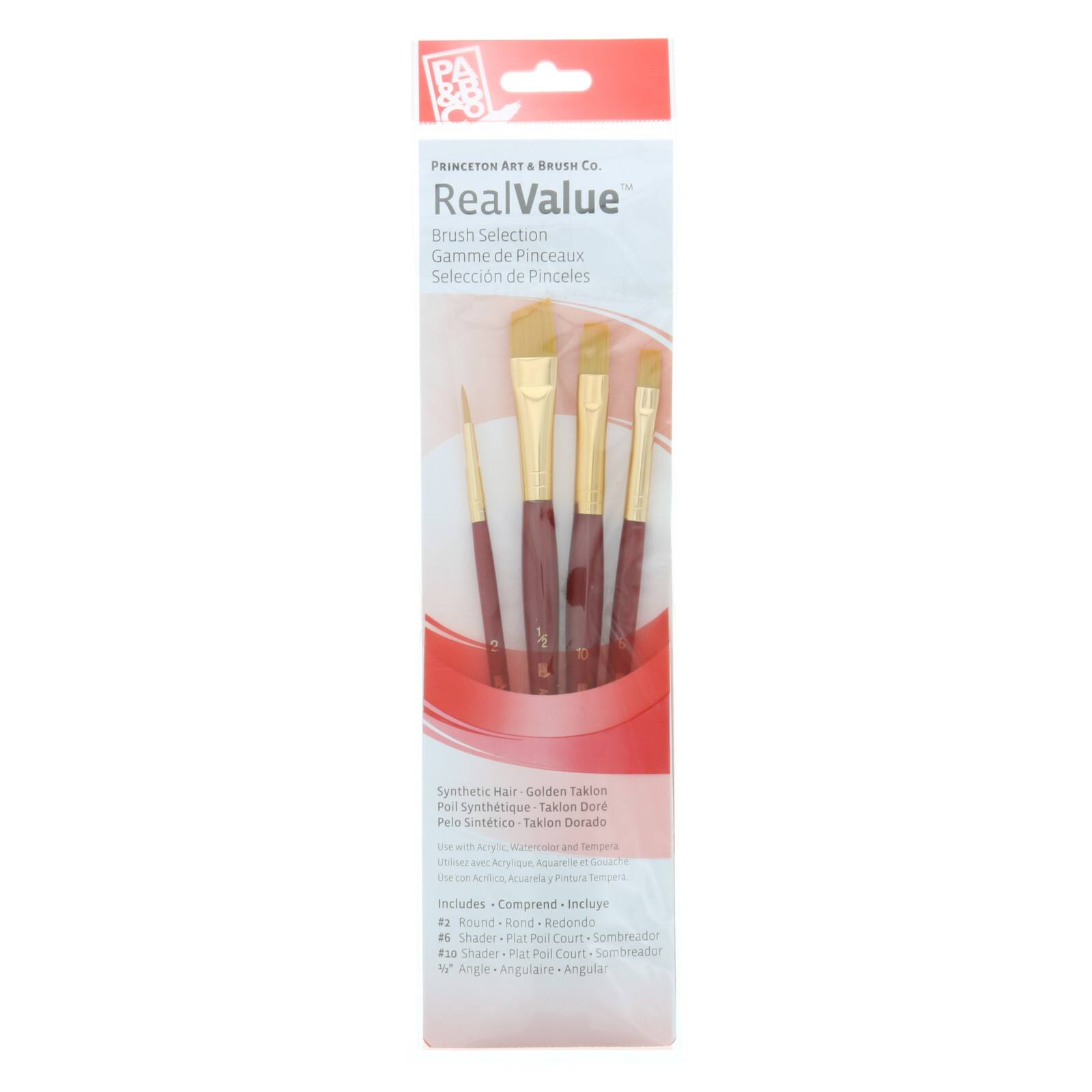 Princeton&#x2122; RealValue&#x2122; Golden Taklon 4 Piece Brush Set