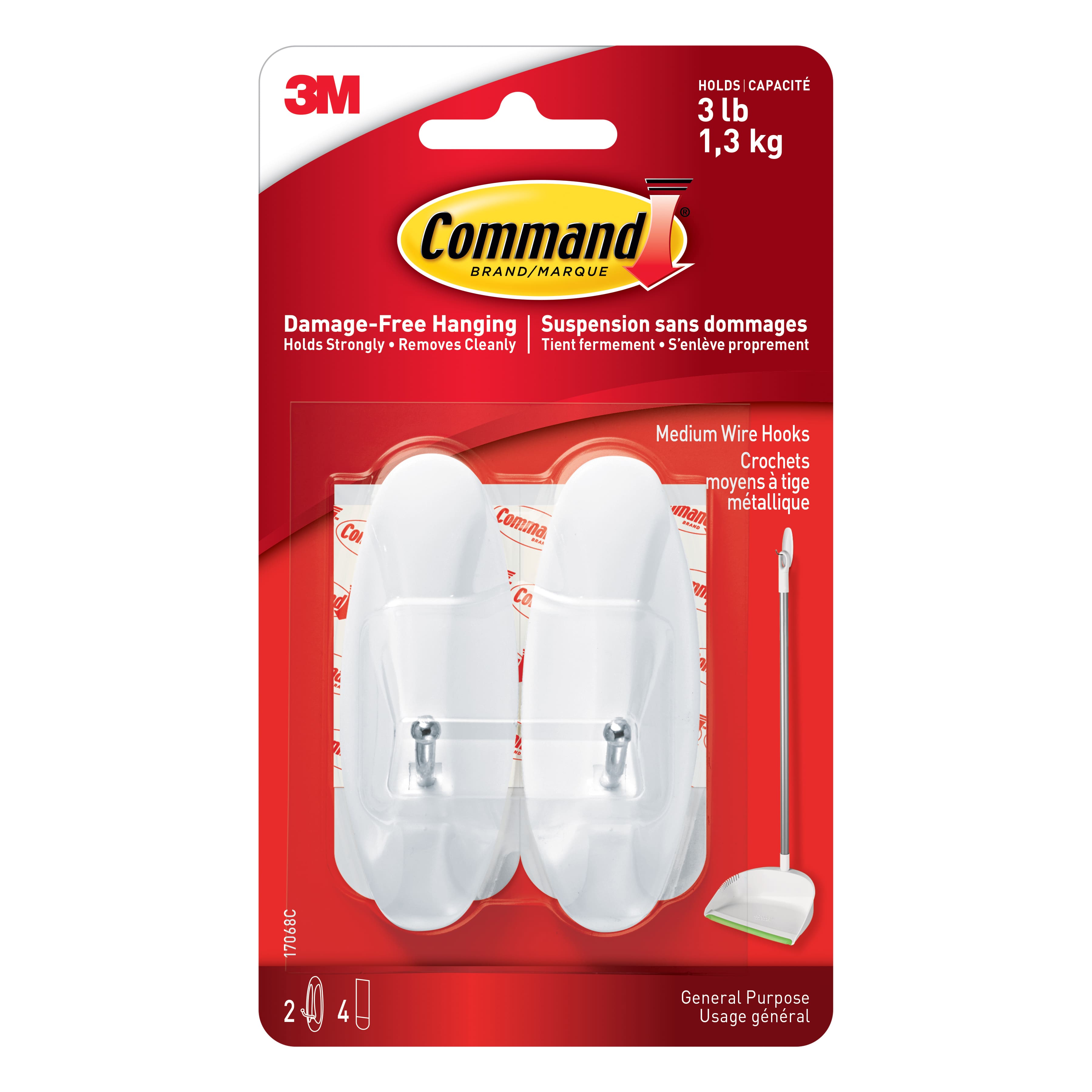 12 Packs: 2 ct. (24 total) Command® Medium White Wire Hooks