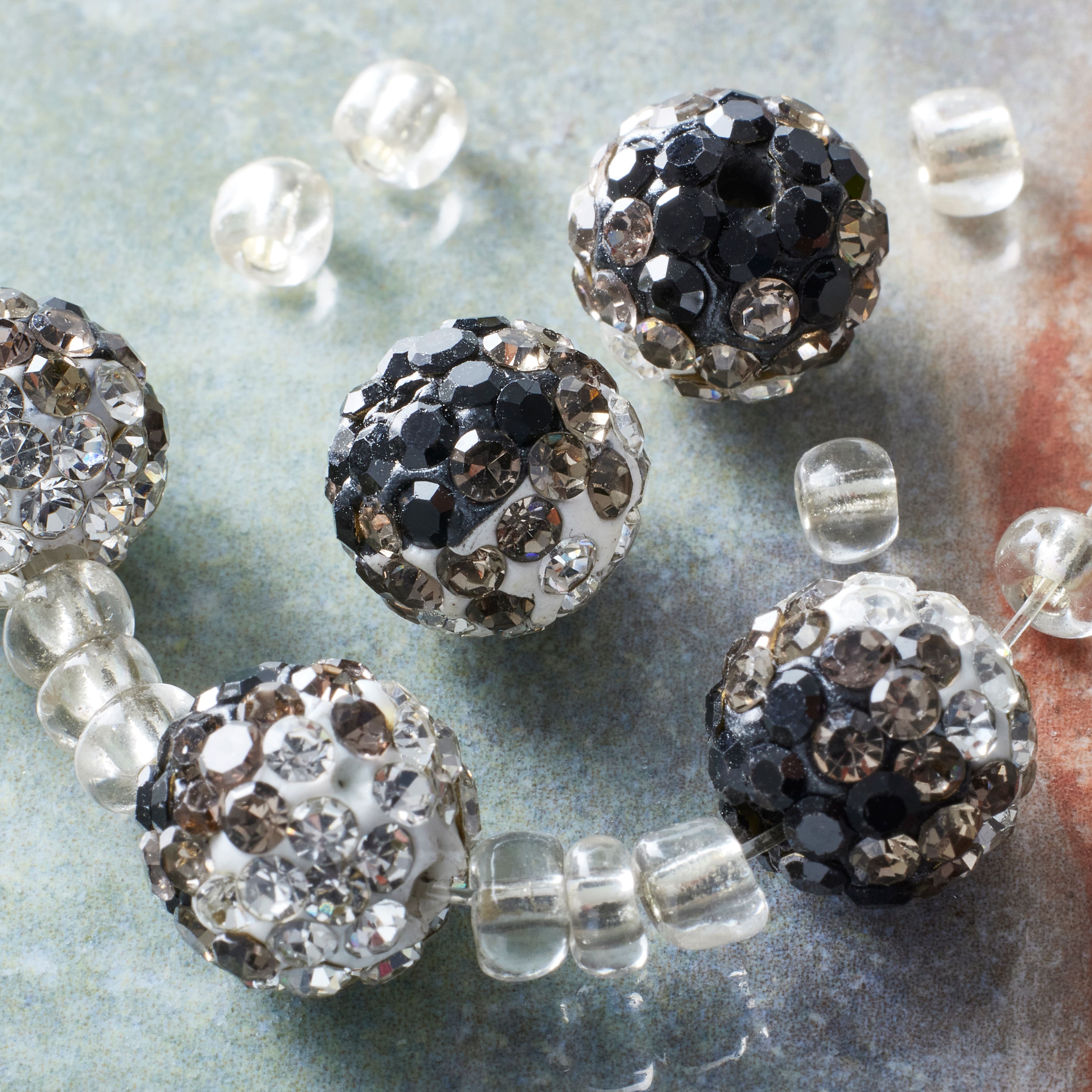 12 Pack: Charcoal Rhinestone Studded Acrylic Beads, 10mm by Bead Landing™