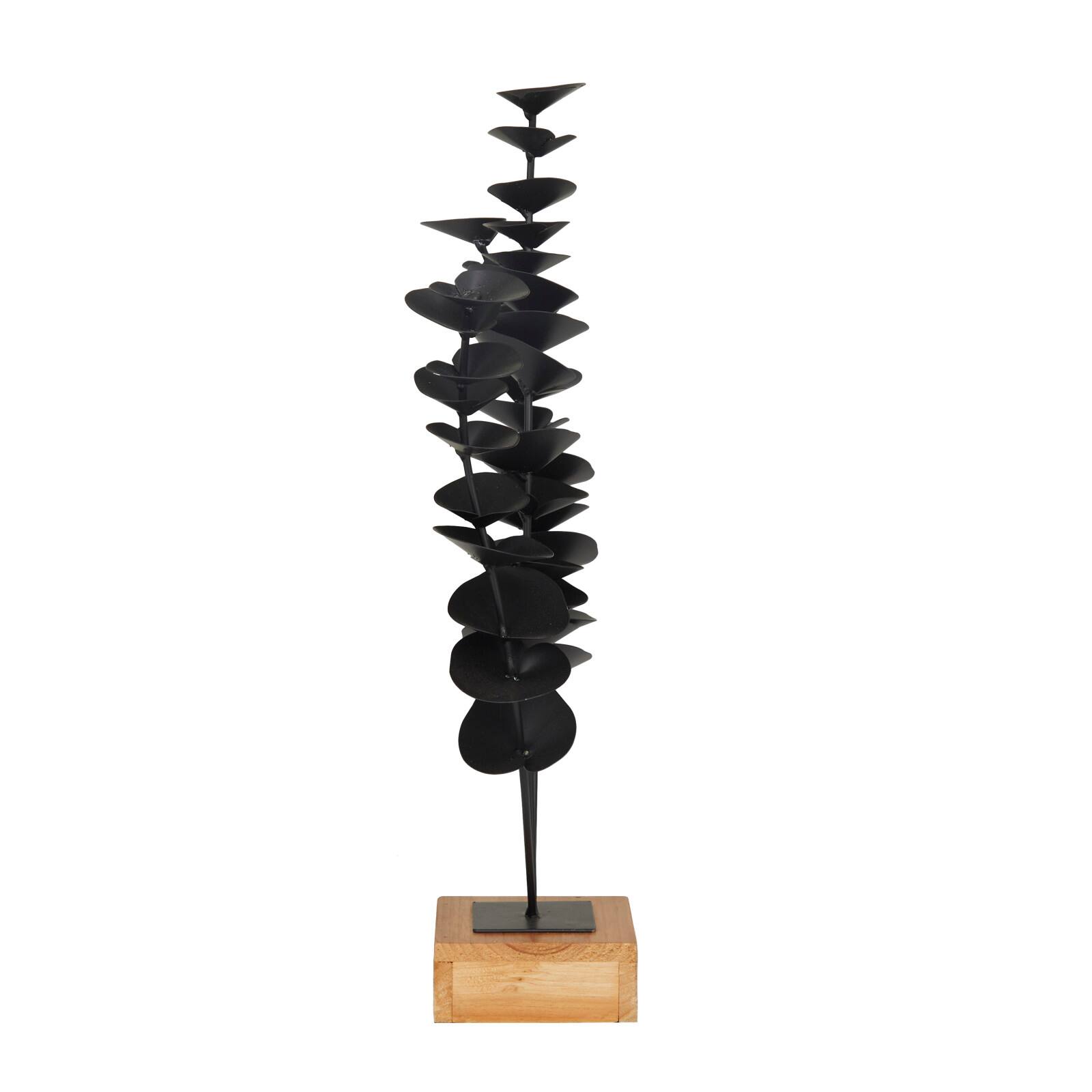 Black Metal Contemporary Floral Sculpture 18" x 9" x 4"