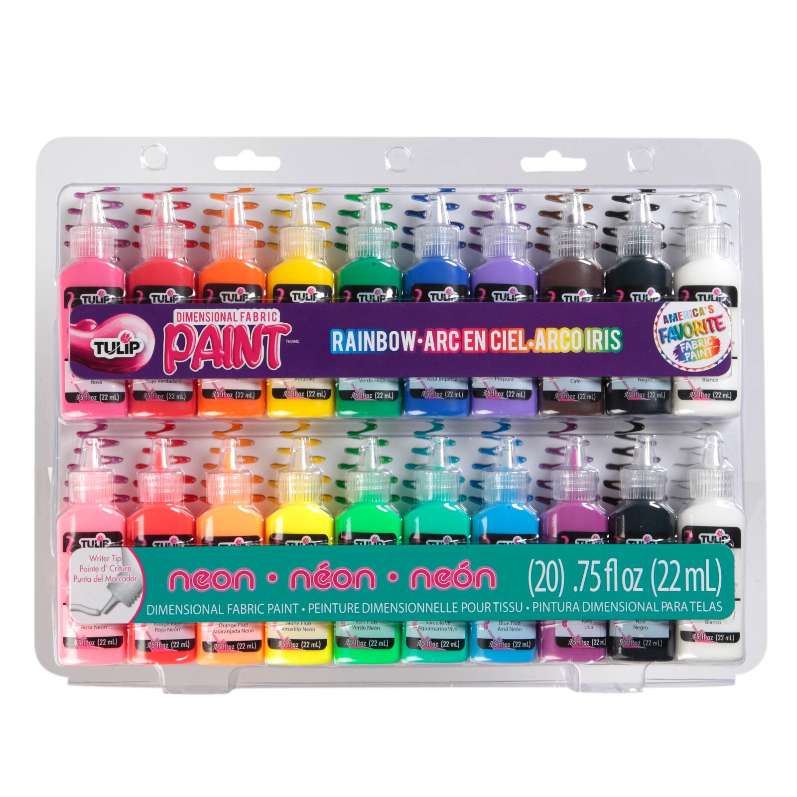 Tulip® Dimensional Fabric Paint, Rainbow & Neon