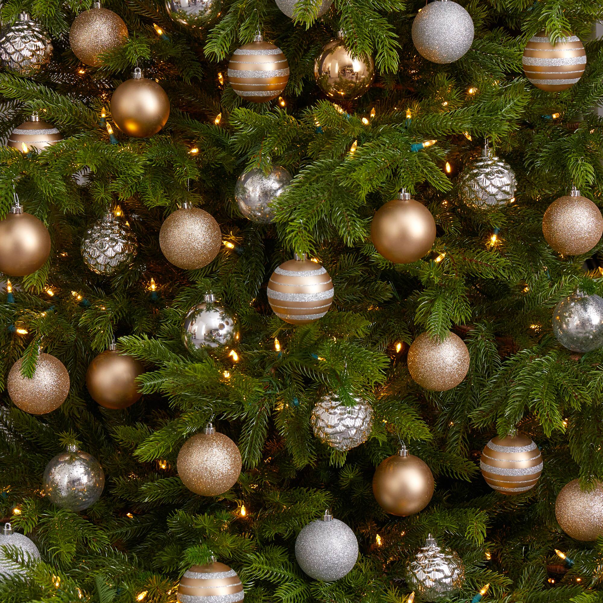 64ct. 3&#x22; Gold &#x26; Silver Shatterproof Ball Ornaments