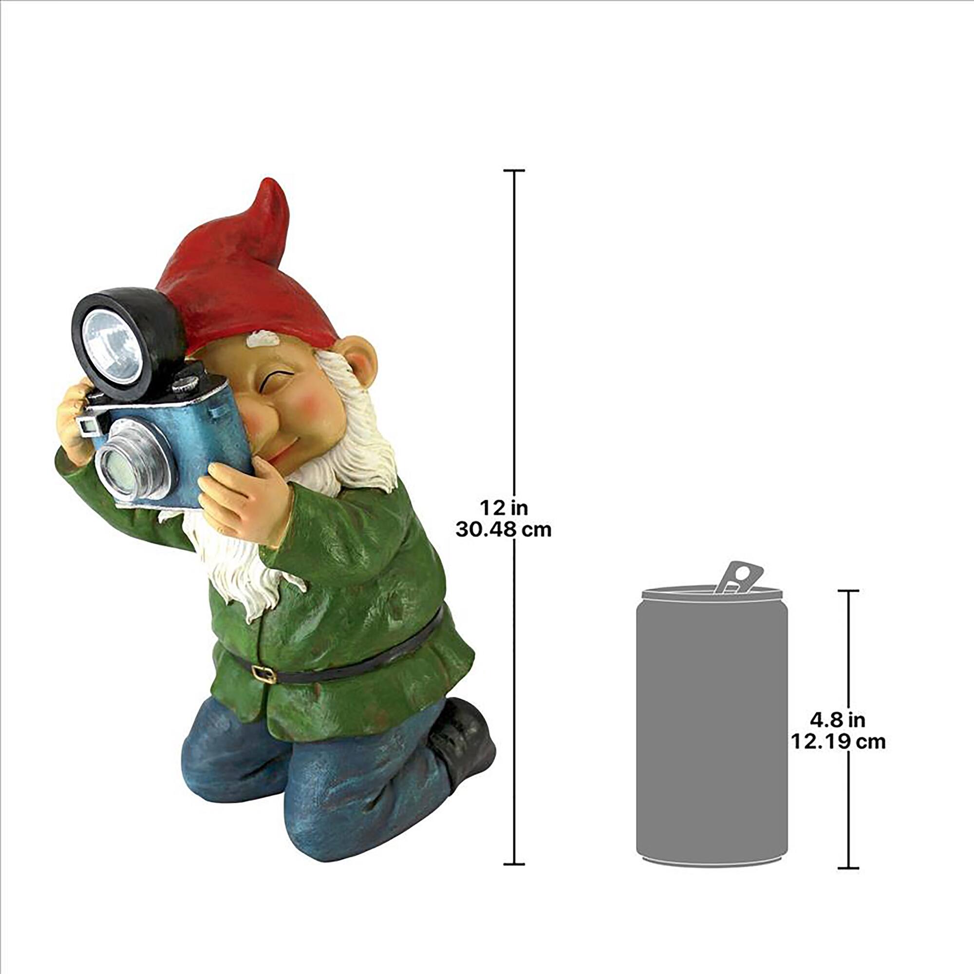 Design Toscano 12&#x22; Smile For Me Solar Garden Gnome Statue