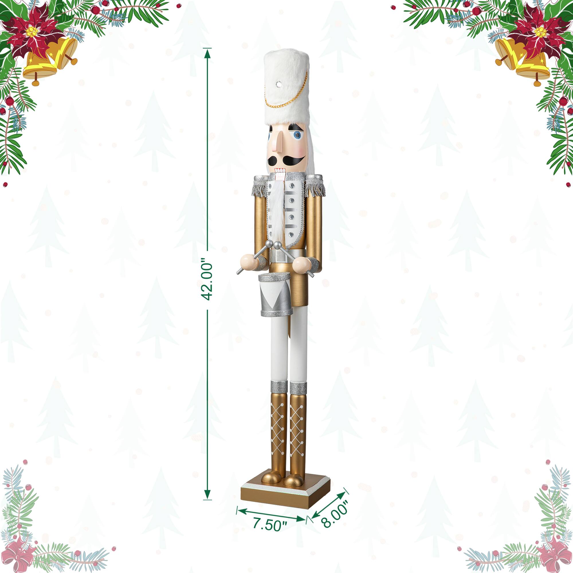 Glitzhome&#xAE; 42&#x22; Gold &#x26; White Christmas Nutcracker 