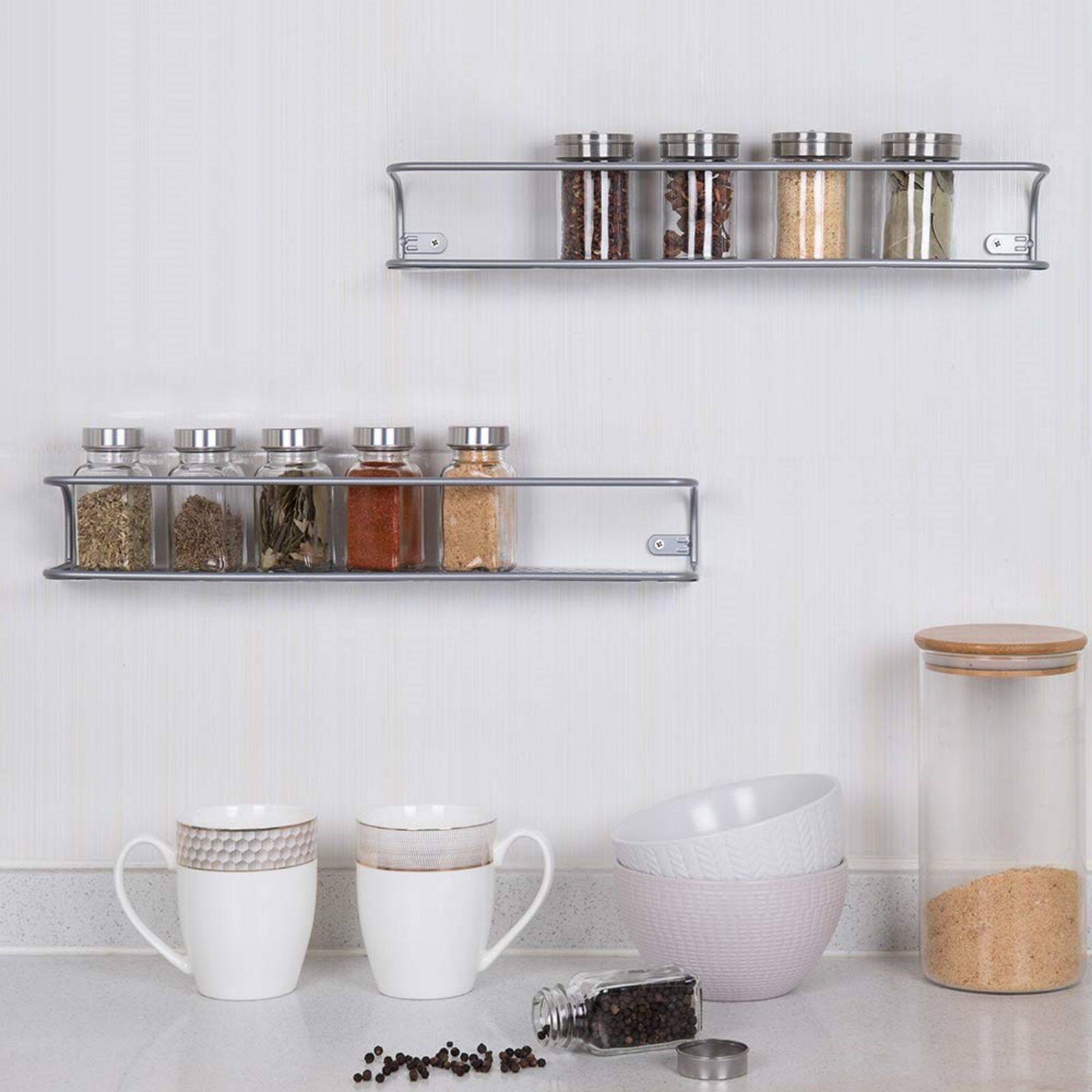 NEX&#x2122; Silver Wall-Mounted Spice Racks, 2ct.