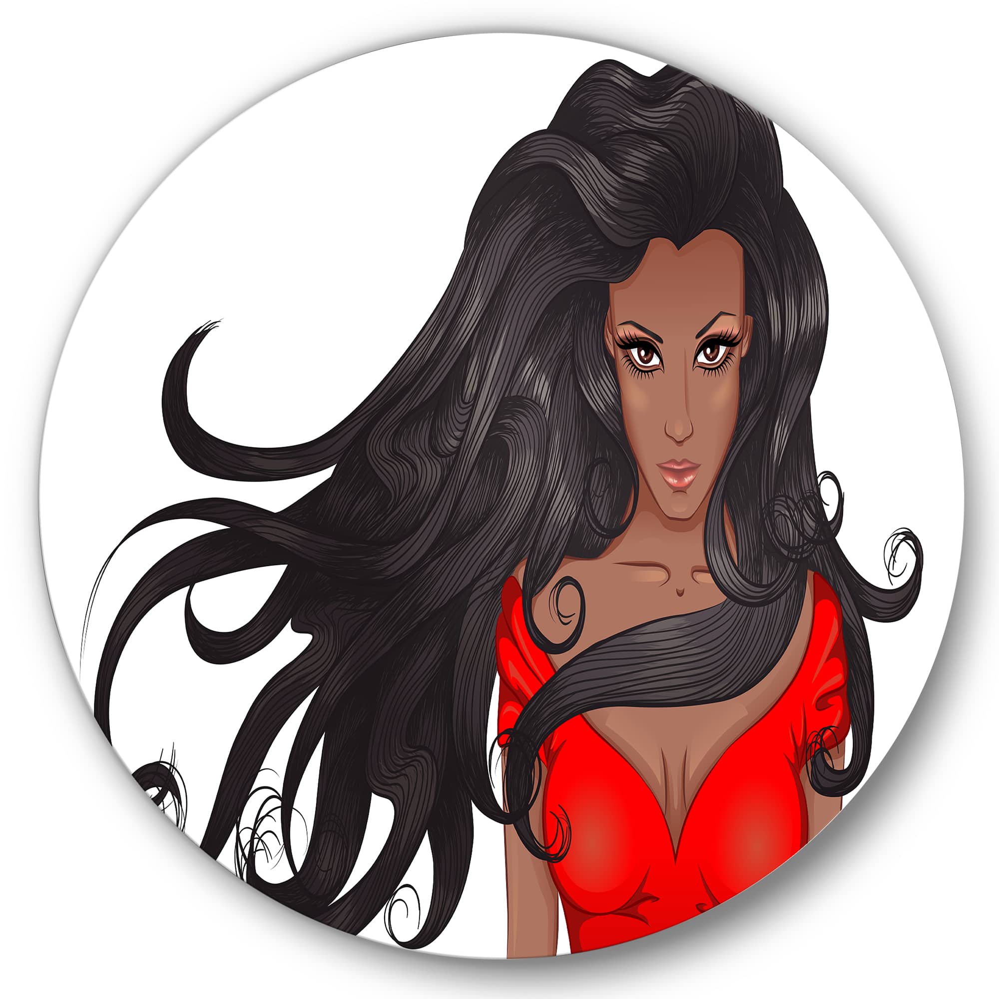 Designart - Portrait of African American Woman XIV - Modern Metal Circle Wall Art
