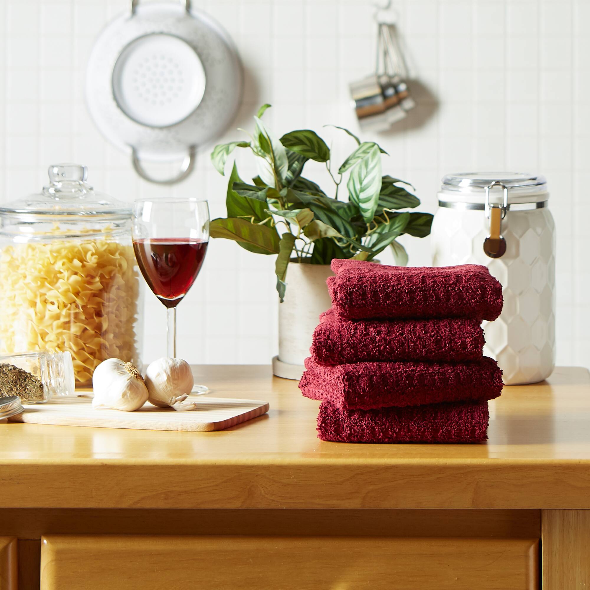 DII® Solid Wine Waffle Terry Dishtowel (Set of 4)