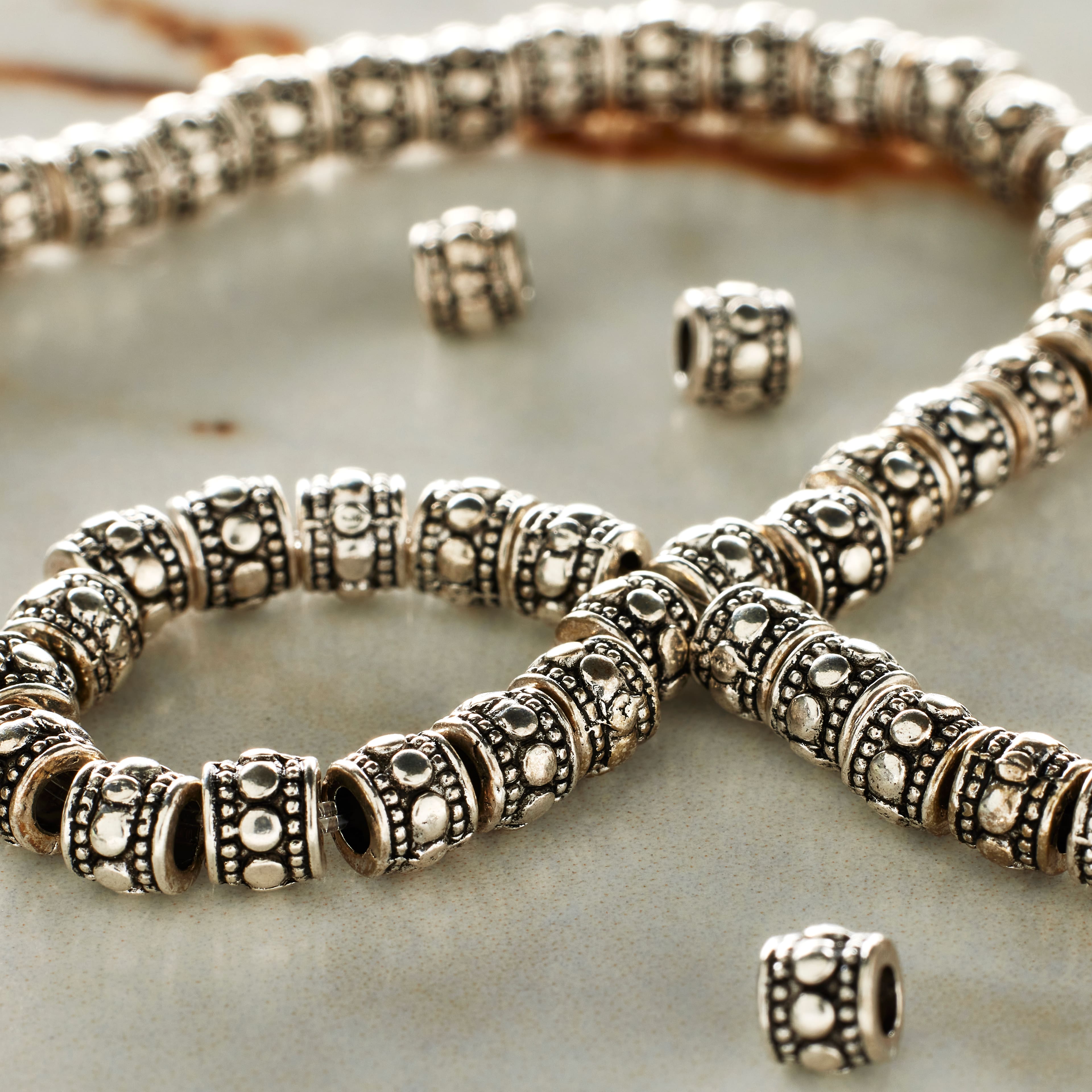 Antique Silver Carved Rondelle Beads by Bead Landing&#x2122;