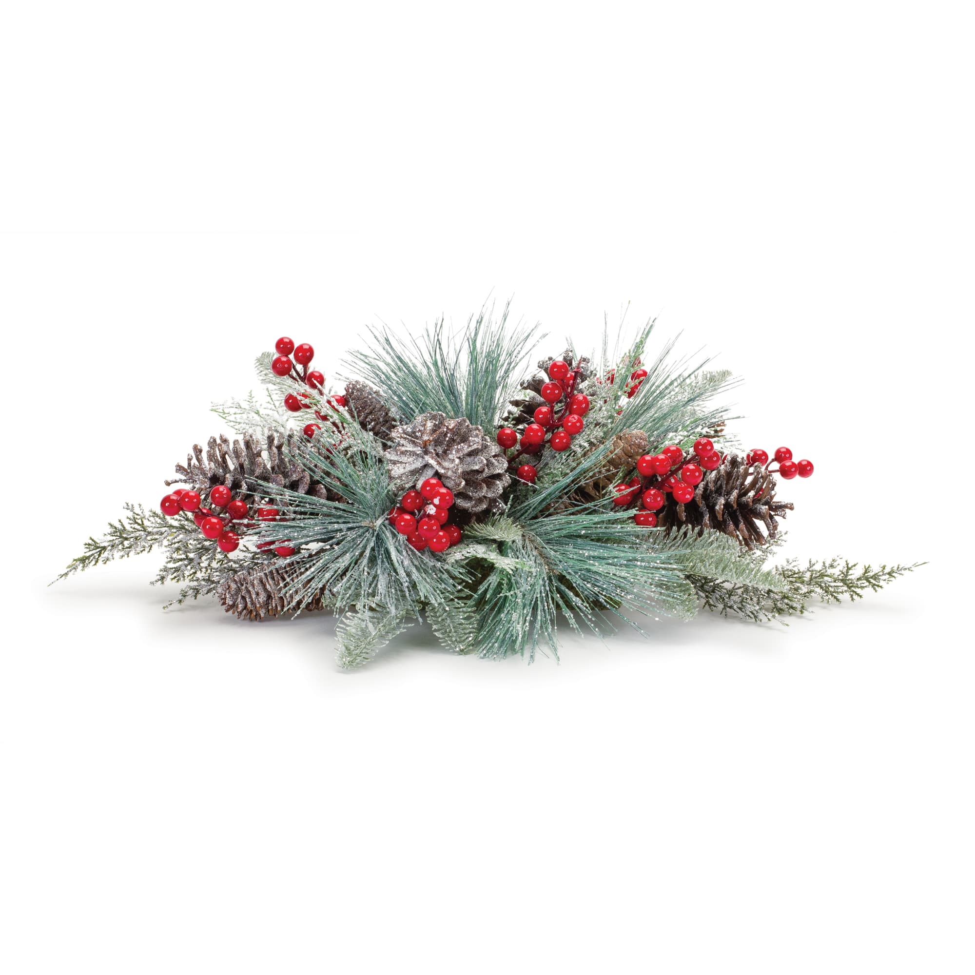 25.25&#x22; Frosted Pinecone &#x26; Berry Centerpiece