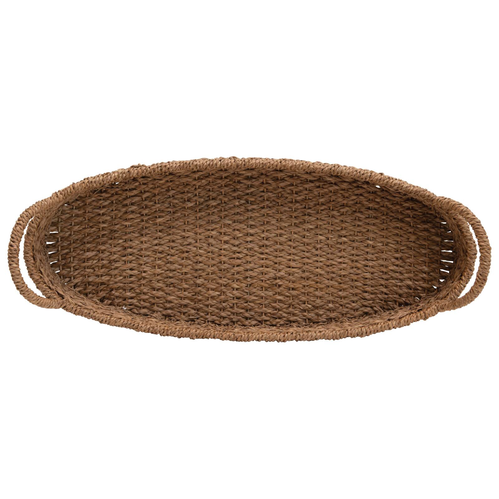 Hello Honey&#xAE; 32&#x22; Decorative Oval Woven Seagrass Tray with Handles
